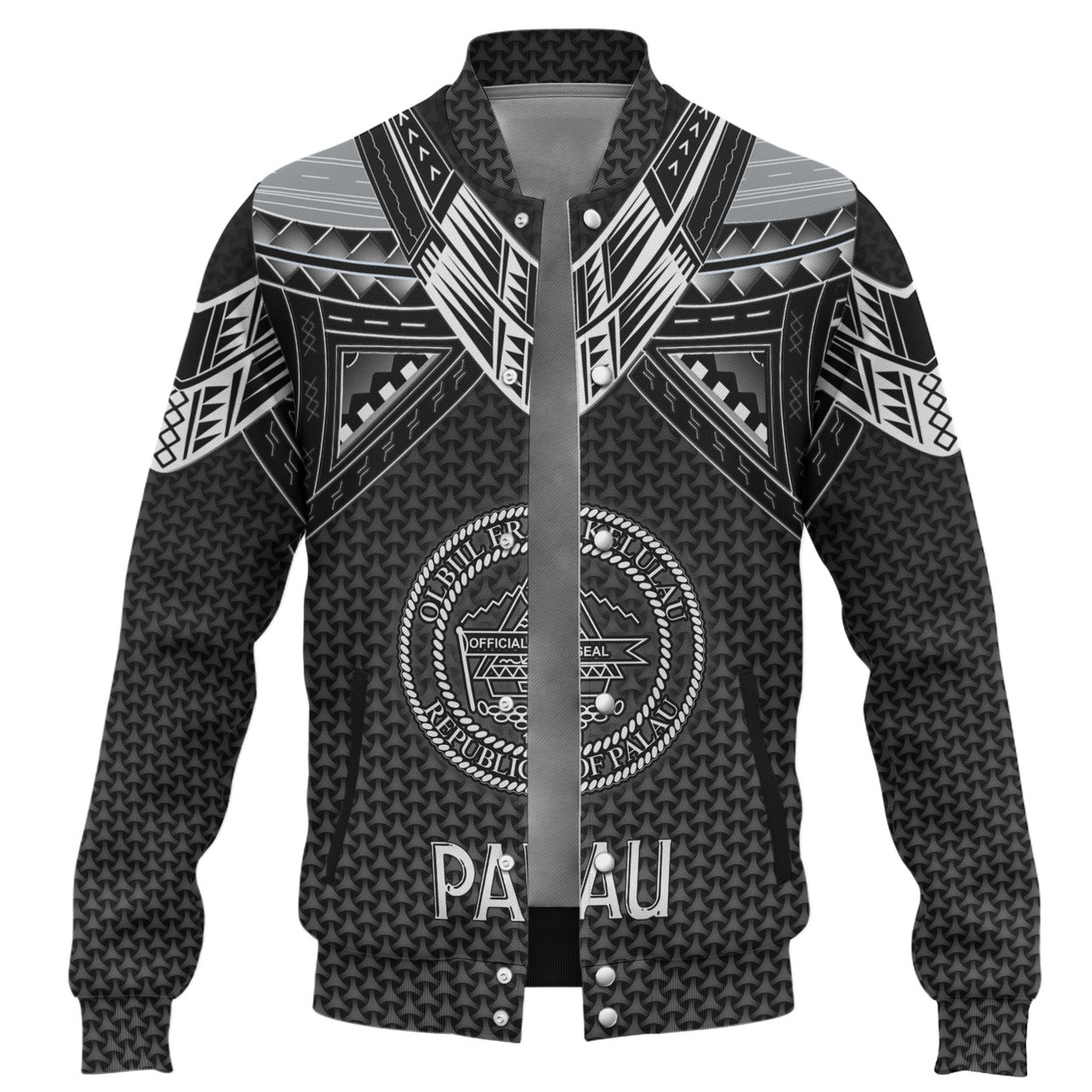 Palau Custom Personalised Baseball Jacket Polynesian Tribal Tattoo