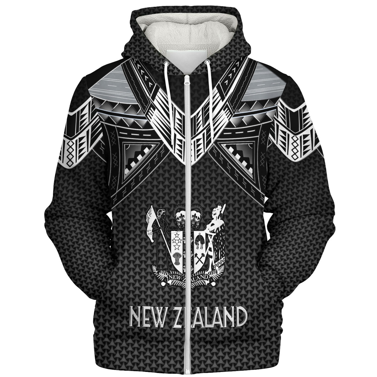 New Zealand Custom Personalised Sherpa Hoodie Polynesian Tribal Tattoo