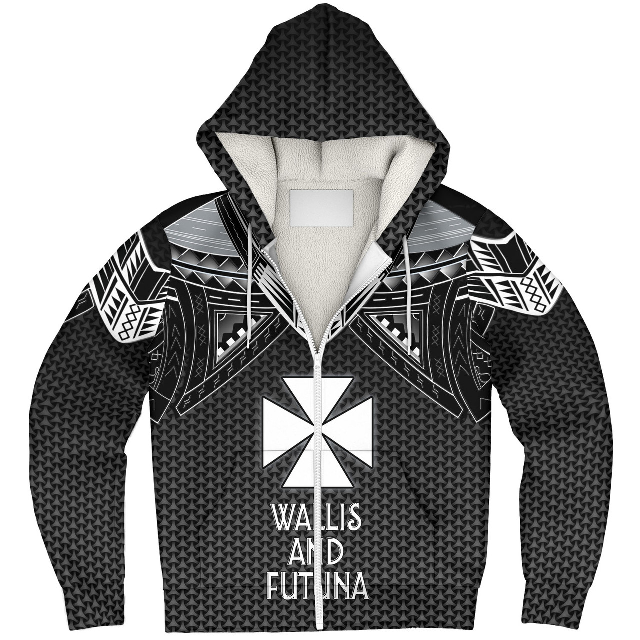 Wallis And Futuna Custom Personalised Sherpa Hoodie Polynesian Tribal Tattoo