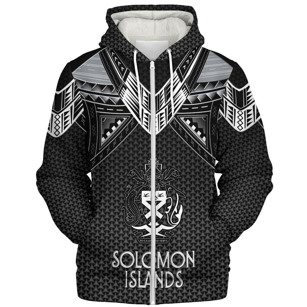 Solomon Islands Custom Personalised Sherpa Hoodie Polynesian Tribal Tattoo