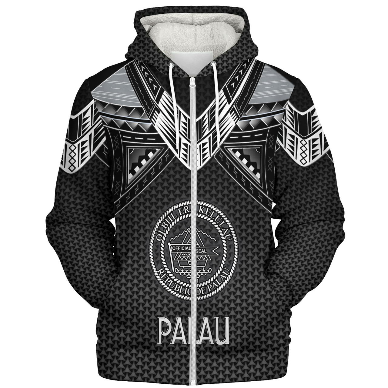 Palau Custom Personalised Sherpa Hoodie Polynesian Tribal Tattoo