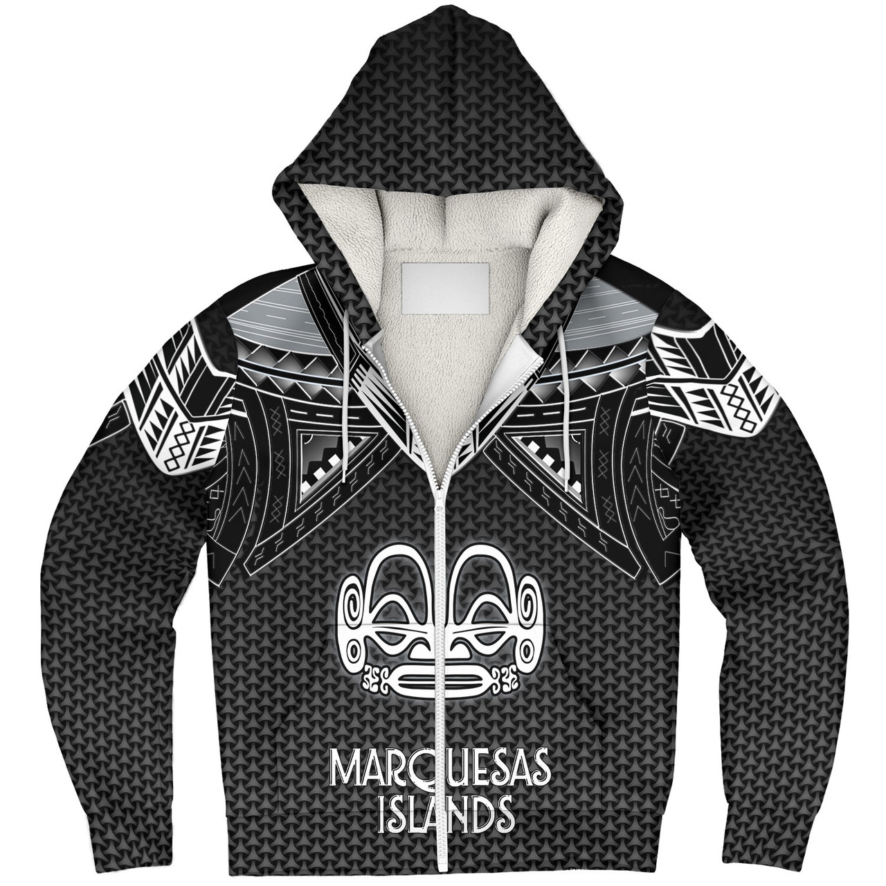 Marquesas Islands Custom Personalised Sherpa Hoodie Polynesian Tribal Tattoo