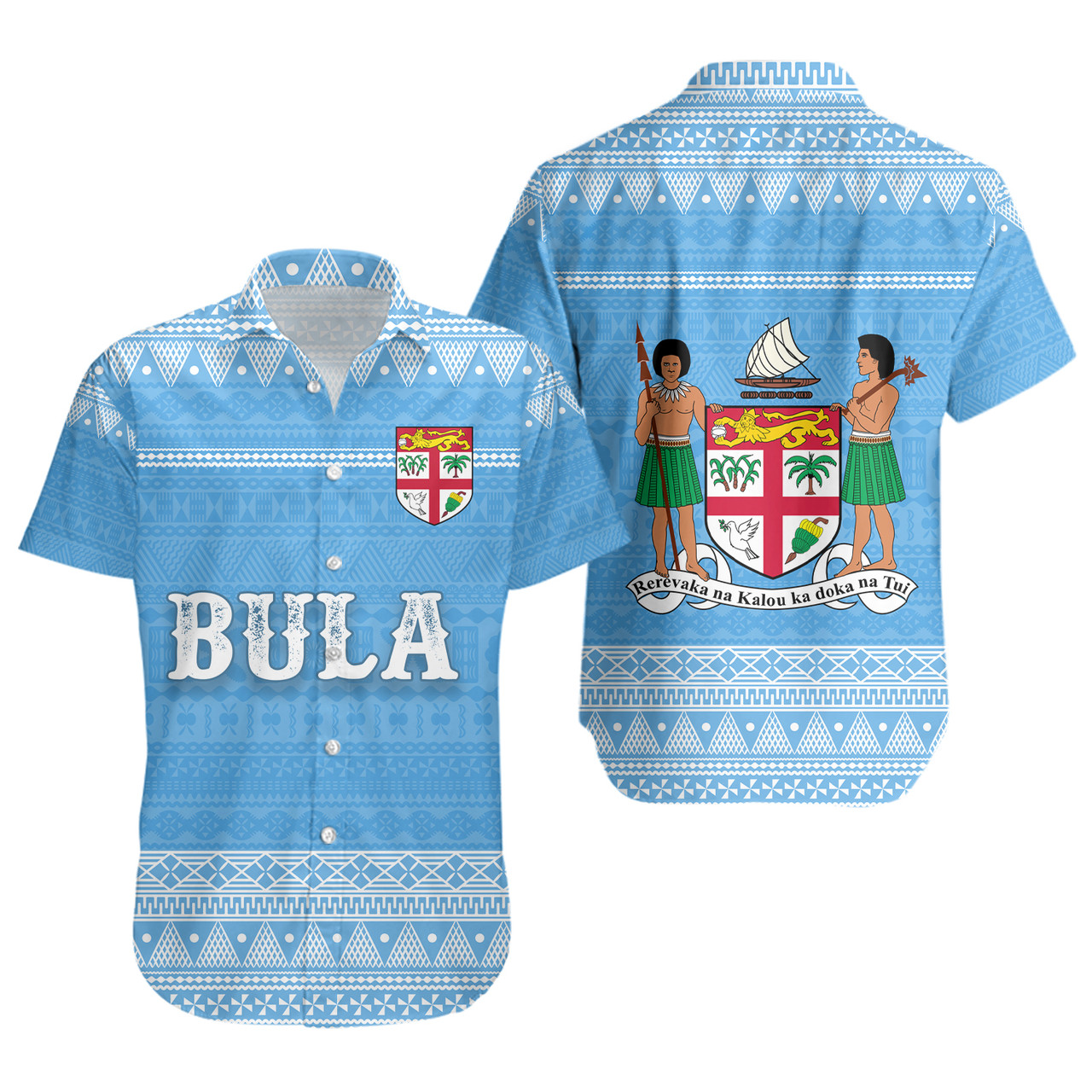 Fiji Short Sleeve Shirt Bula Coat Of Arm Of Fiji Polynesian