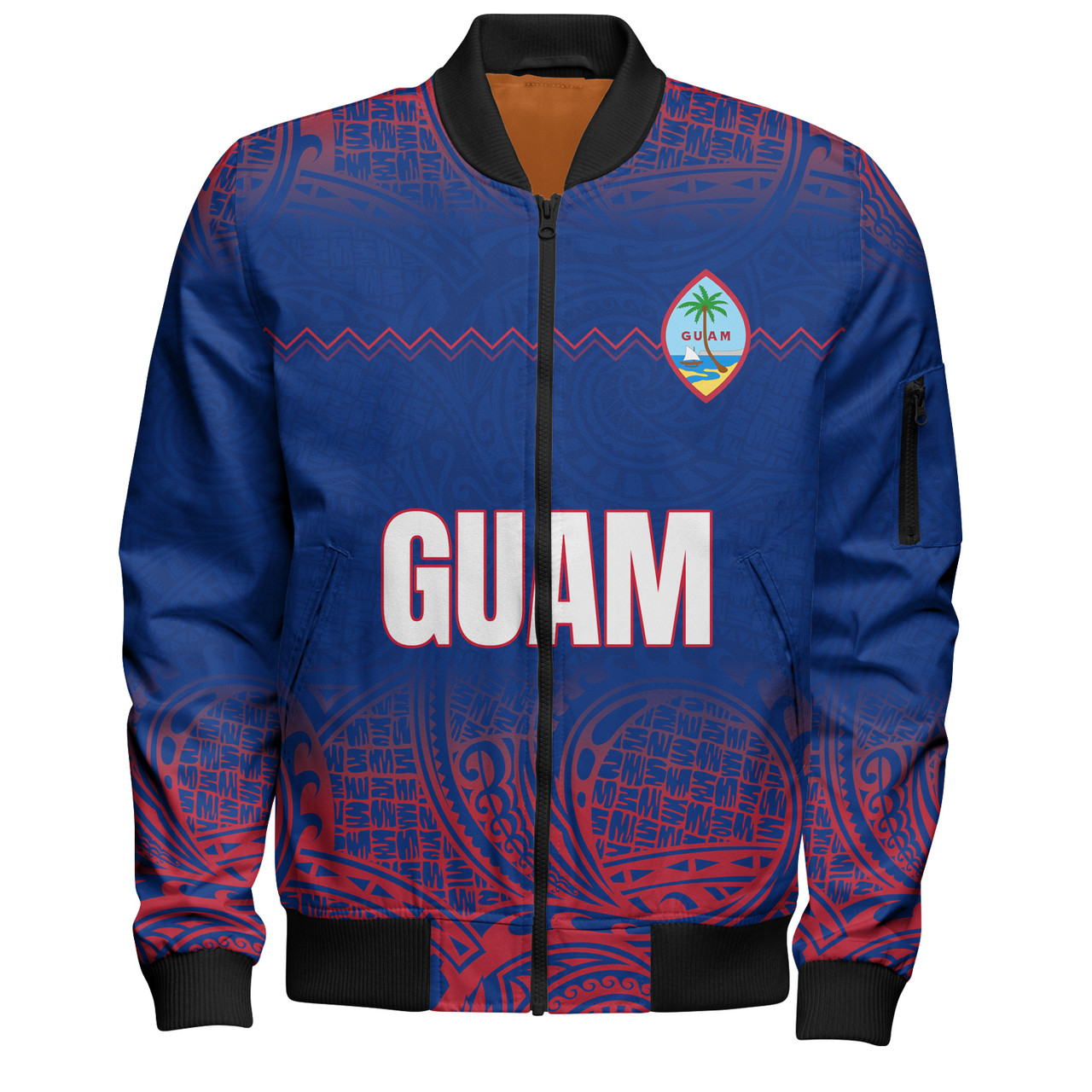 Guam Bomber Jacket White Latte Stone Guam Polynesian