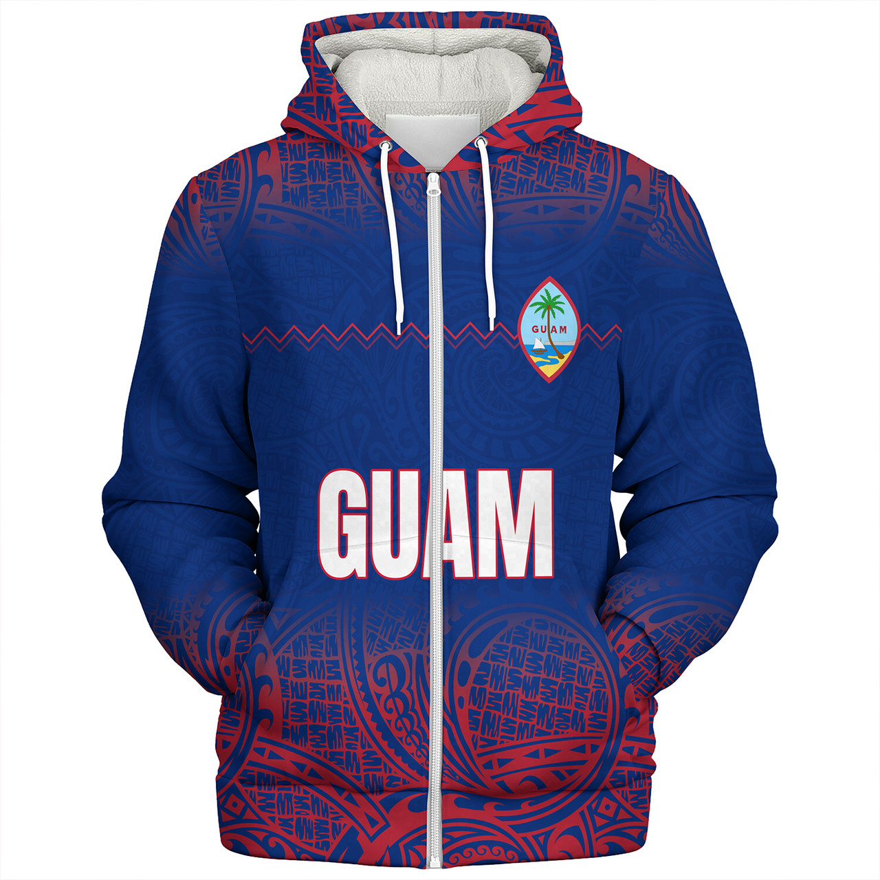 Guam Sherpa Hoodie White Latte Stone Guam Polynesian