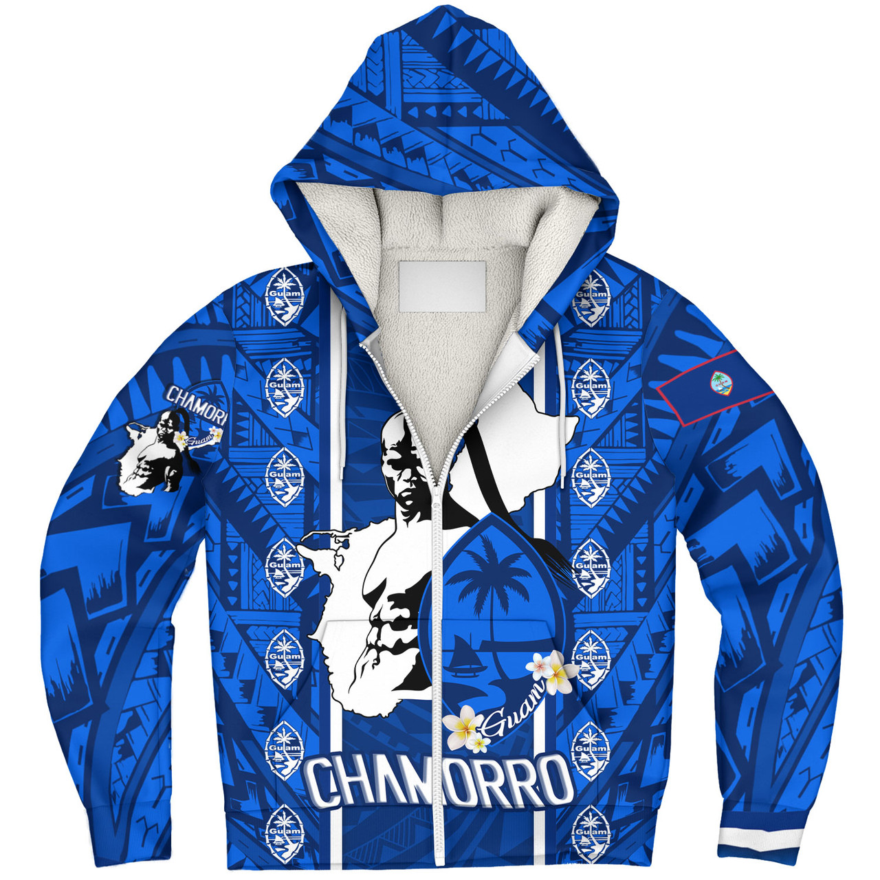 Guam Custom Personalised Sherpa Hoodie Chamorro Warrior Traditional Tribal Patterns