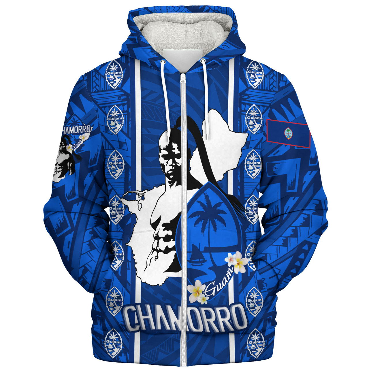 Guam Custom Personalised Sherpa Hoodie Chamorro Warrior Traditional Tribal Patterns