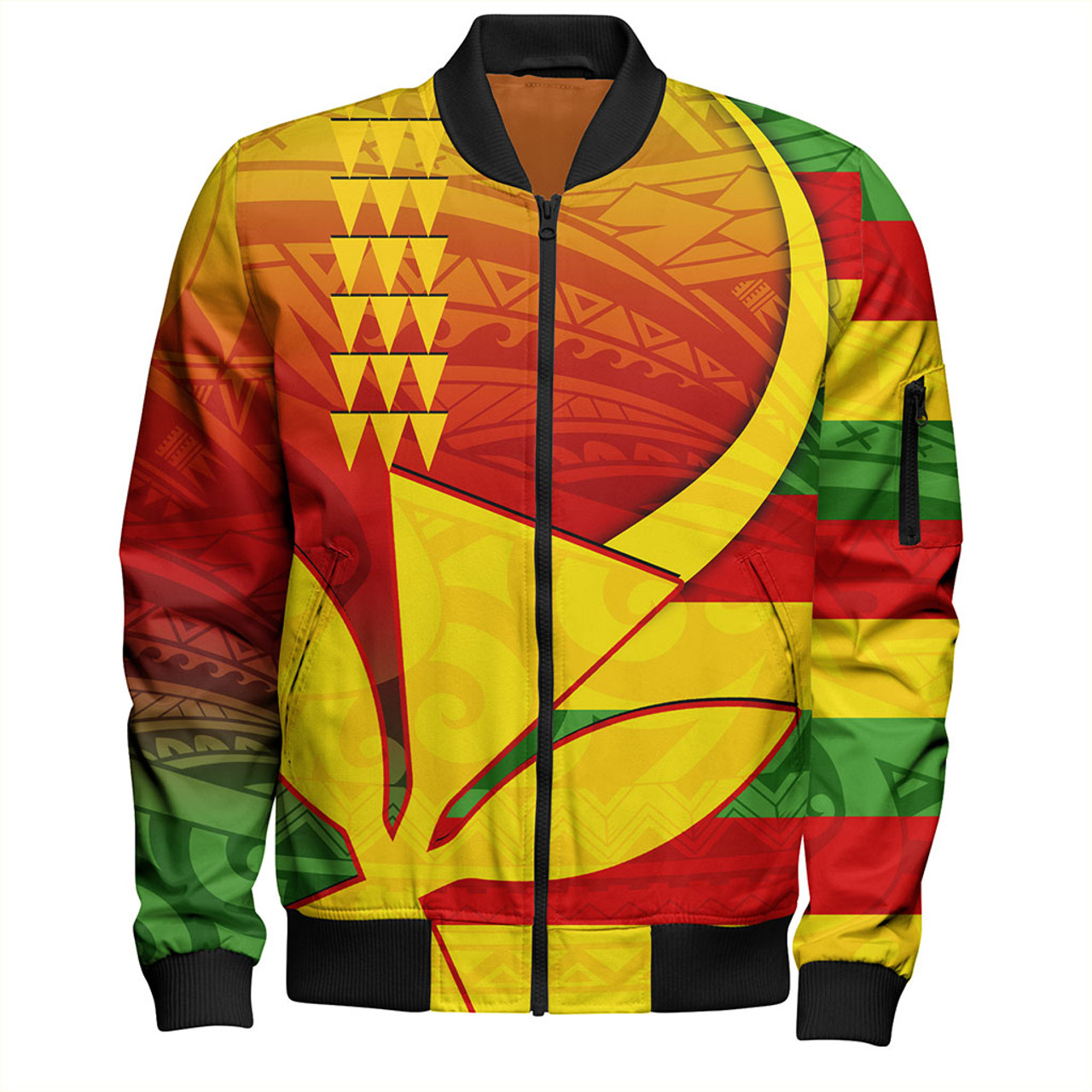 Hawaii Bomber Jacket Kanaka Flag Tribal Polynesian