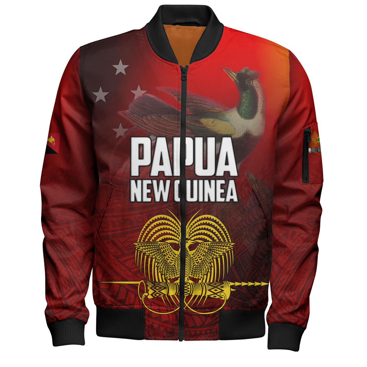 Papua New Guinea Bomber Jacket Paradisaea Bird Traditional Patterns Style