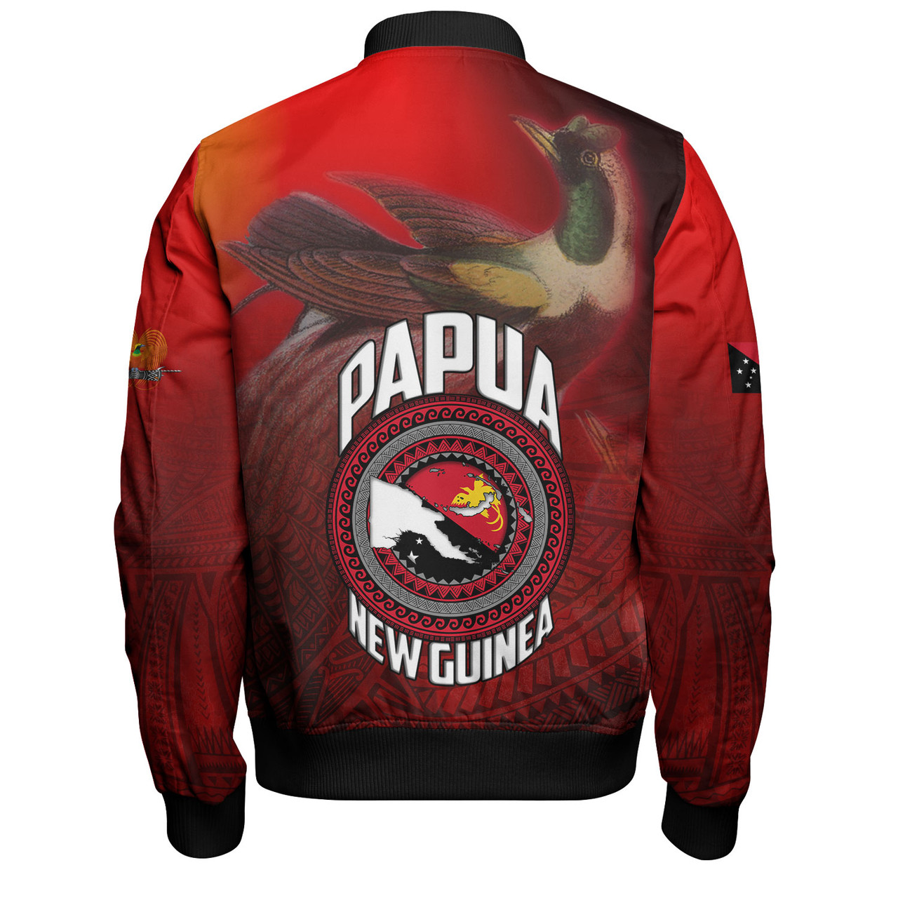 Papua New Guinea Bomber Jacket Paradisaea Bird Traditional Patterns Style