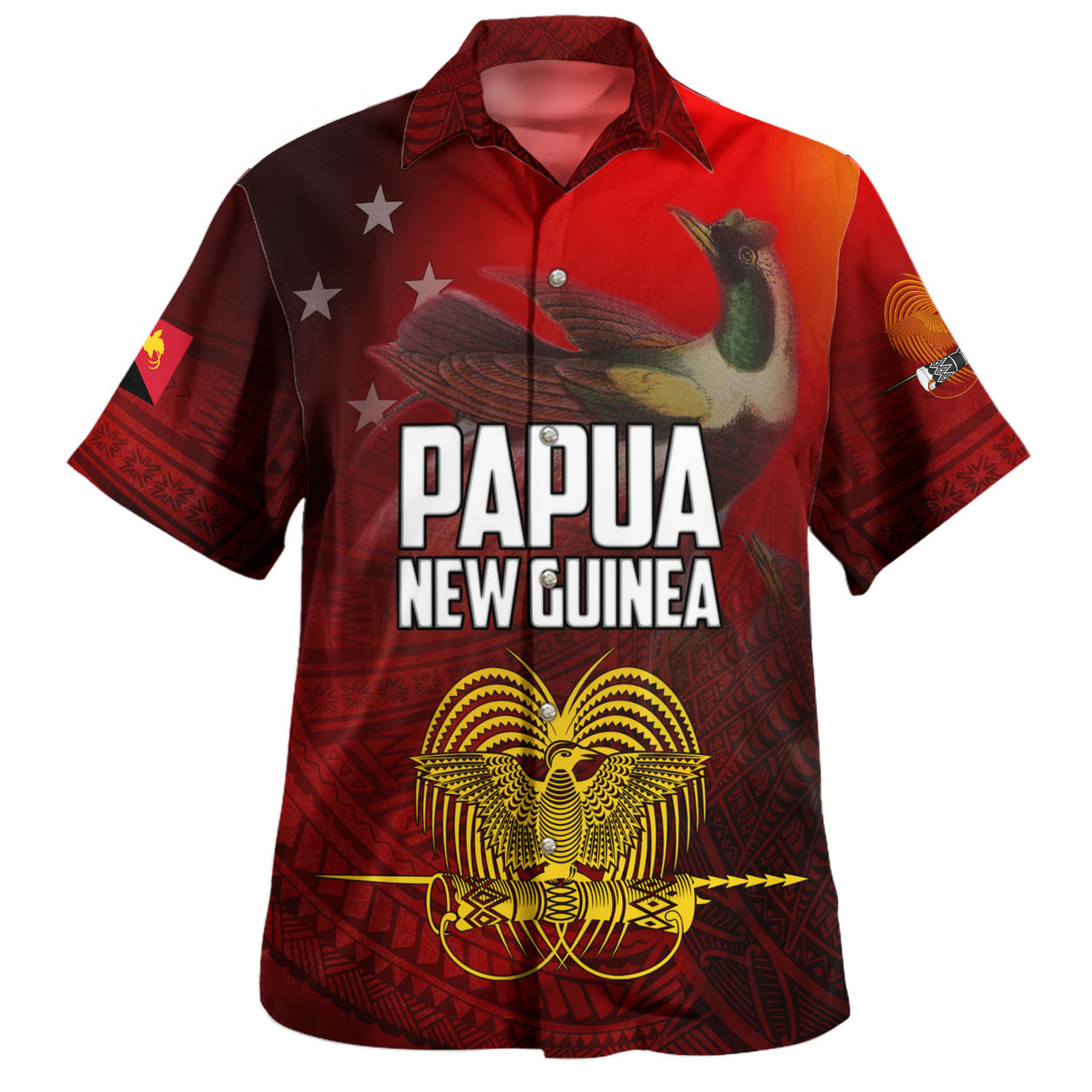 Papua New Guinea Hawaiian Shirt Paradisaea Bird Traditional Patterns Style