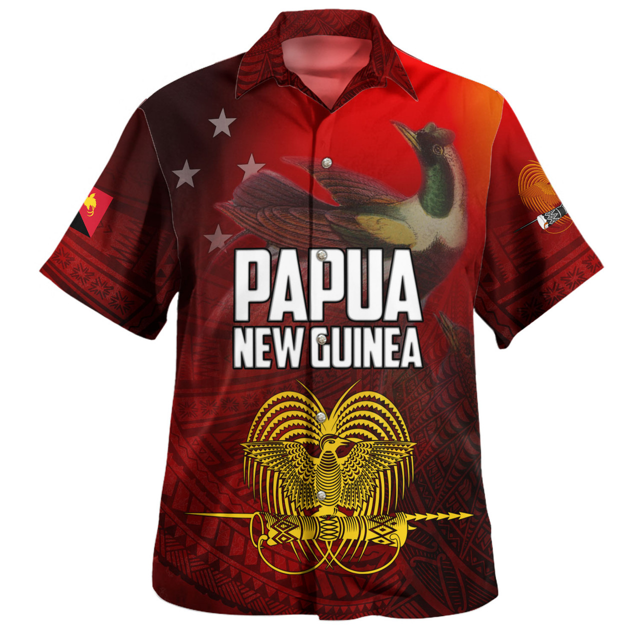 Papua New Guinea Hawaiian Shirt Paradisaea Bird Traditional Patterns Style