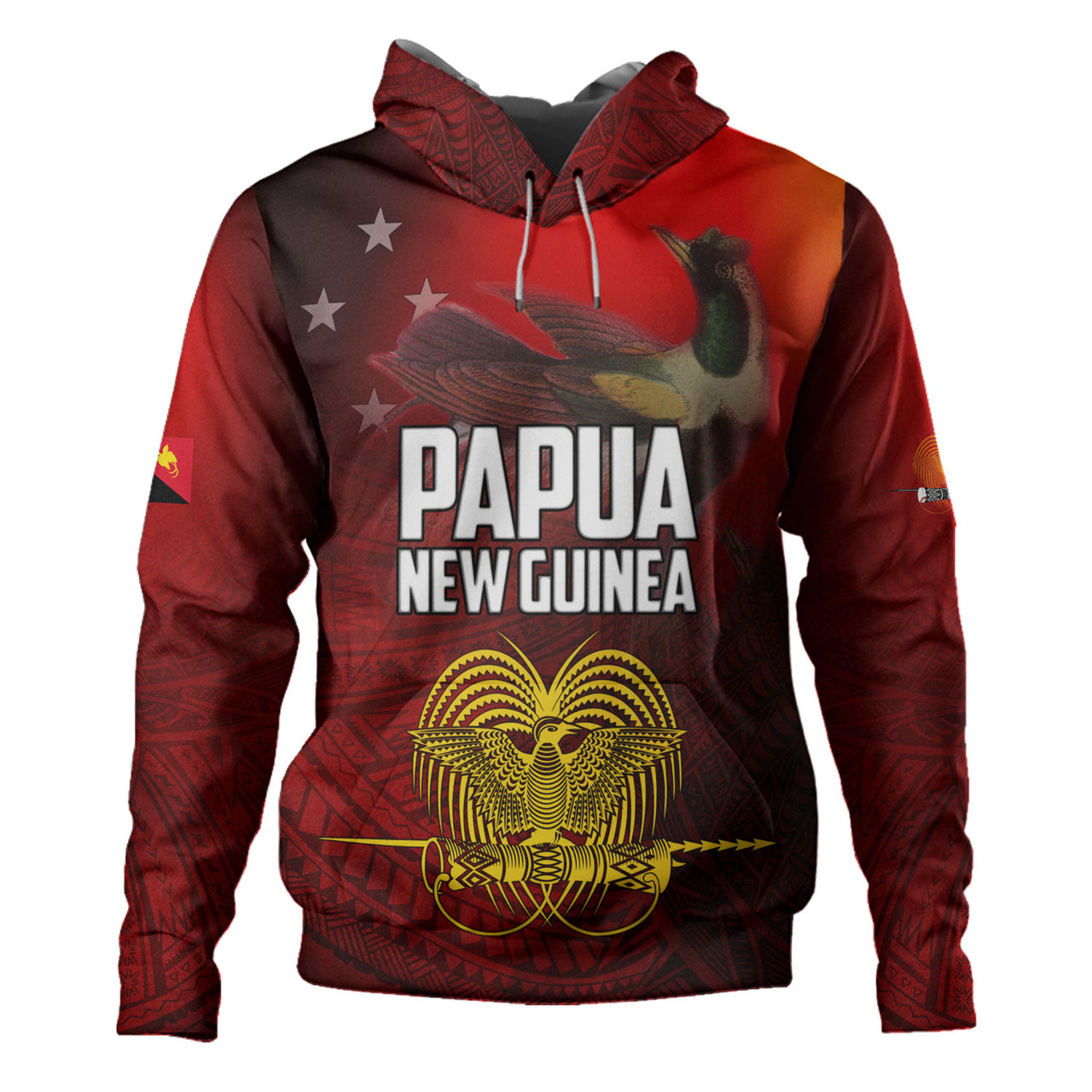 Papua New Guinea Hoodie Paradisaea Bird Traditional Patterns Style