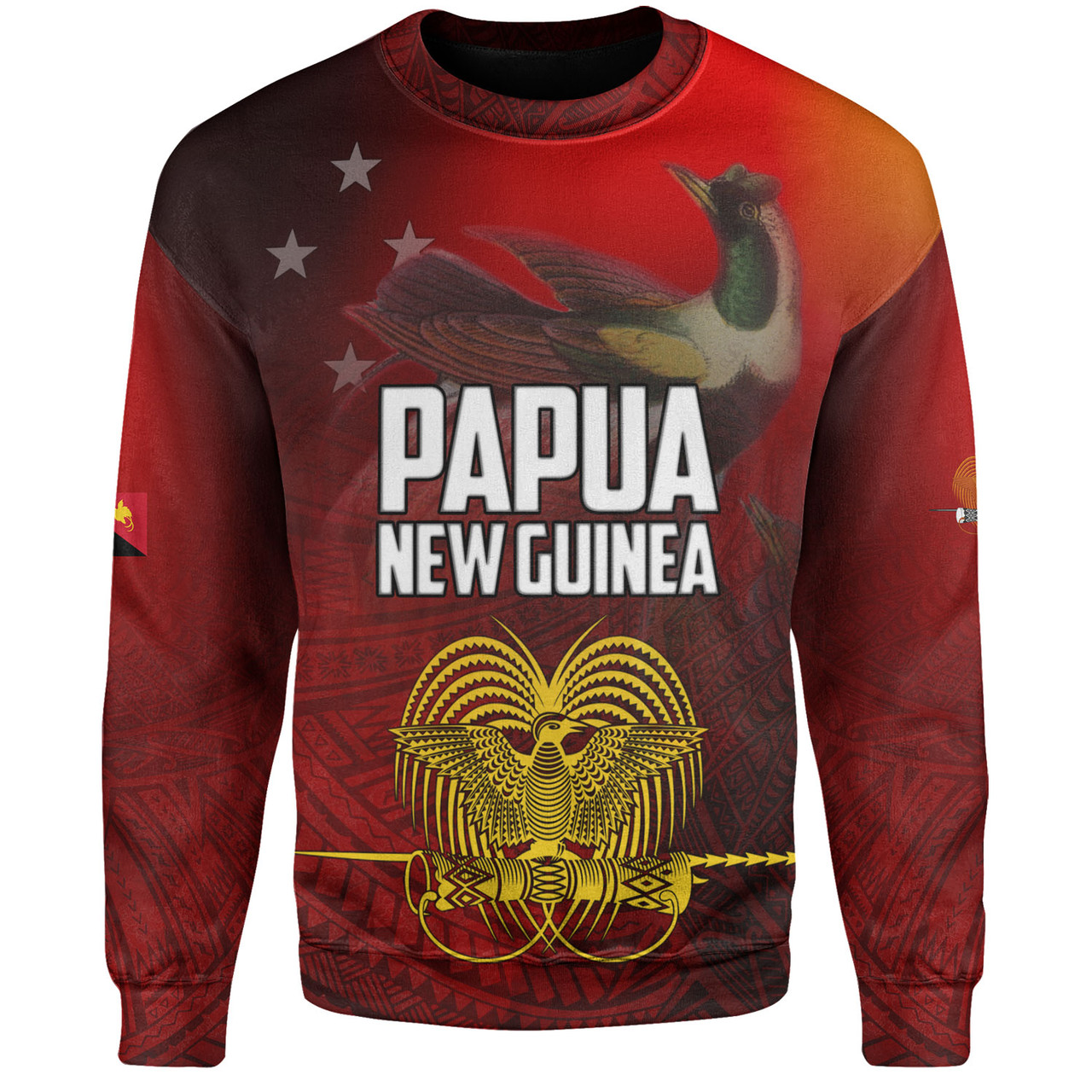 Papua New Guinea Sweatshirt Paradisaea Bird Traditional Patterns Style