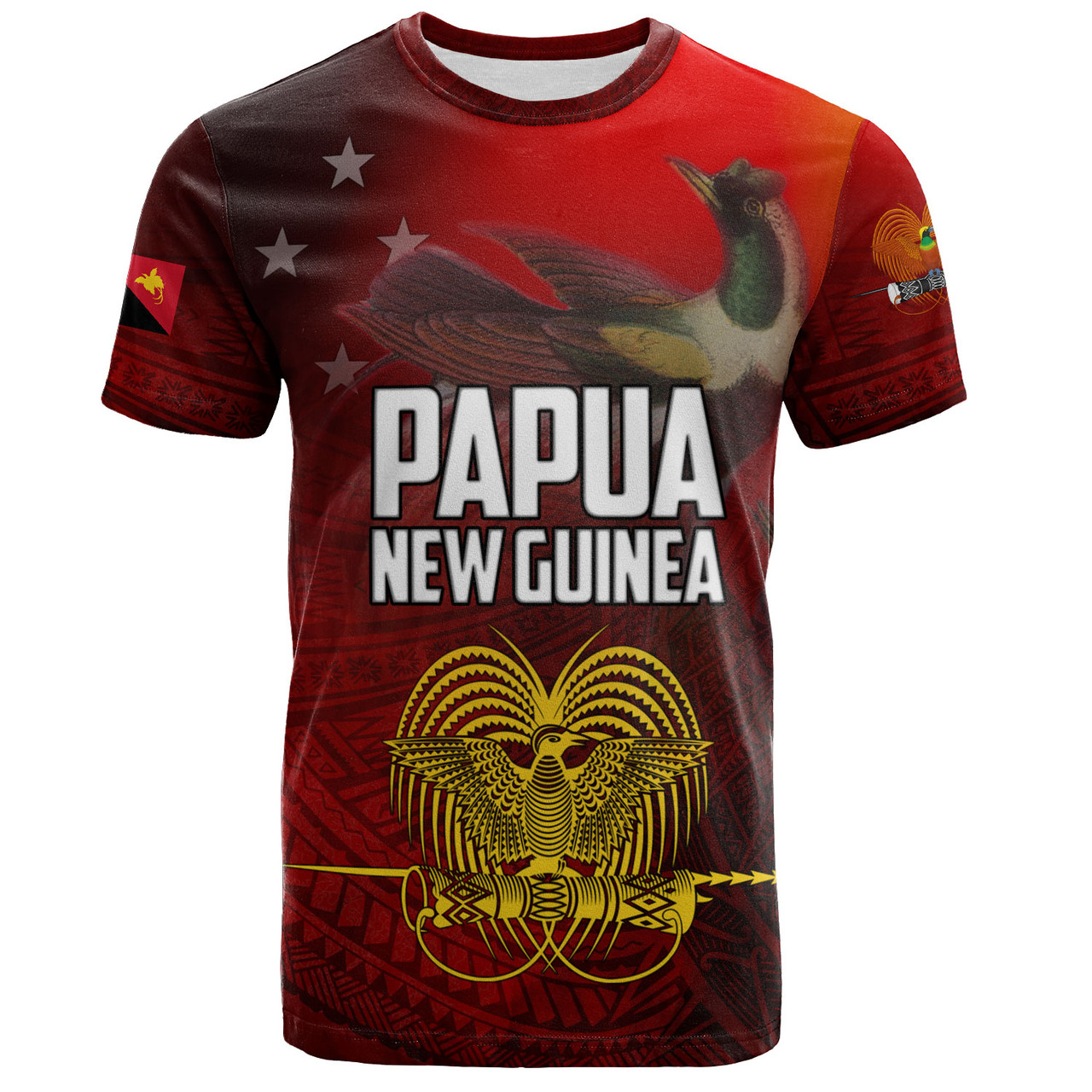 Papua New Guinea T-Shirt Paradisaea Bird Traditional Patterns Style