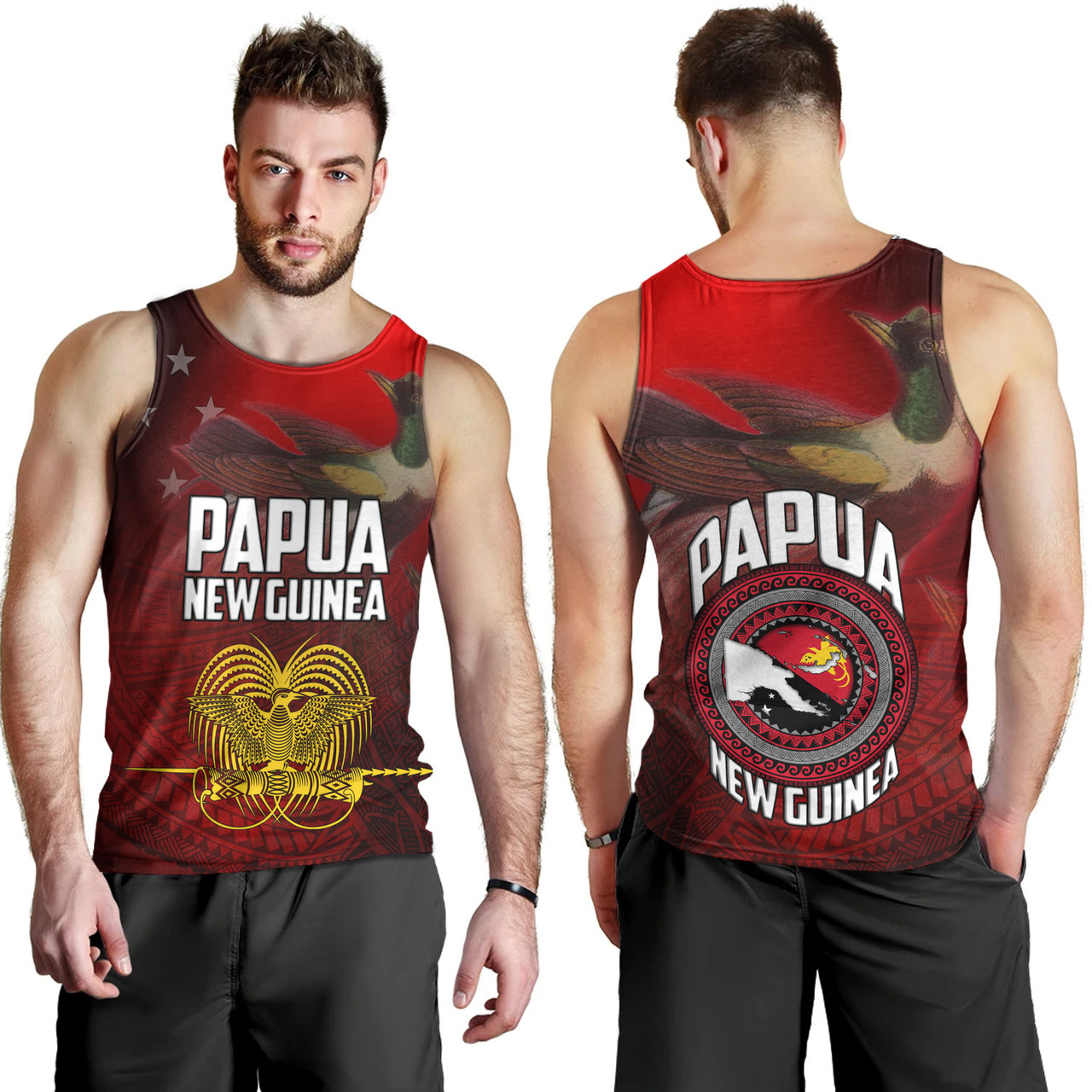 Papua New Guinea Tank Top Paradisaea Bird Traditional Patterns Style