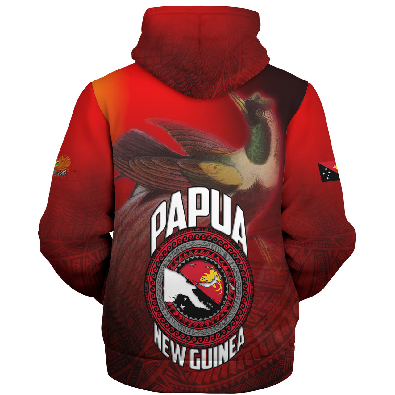 Papua New Guinea Sherpa Hoodie Paradisaea Bird Traditional Patterns Style