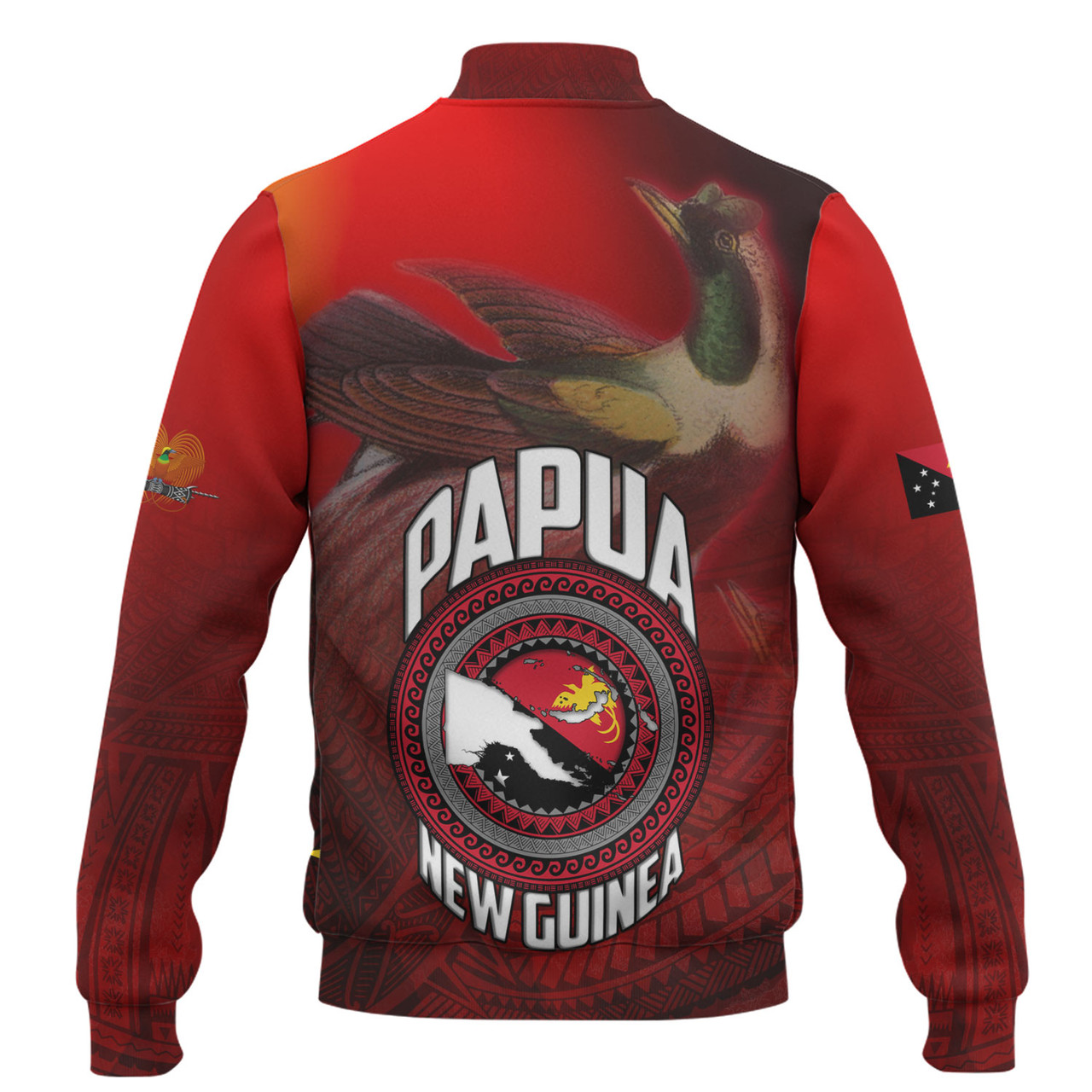 Papua New Guinea Baseball Jacket Paradisaea Bird Traditional Patterns Style