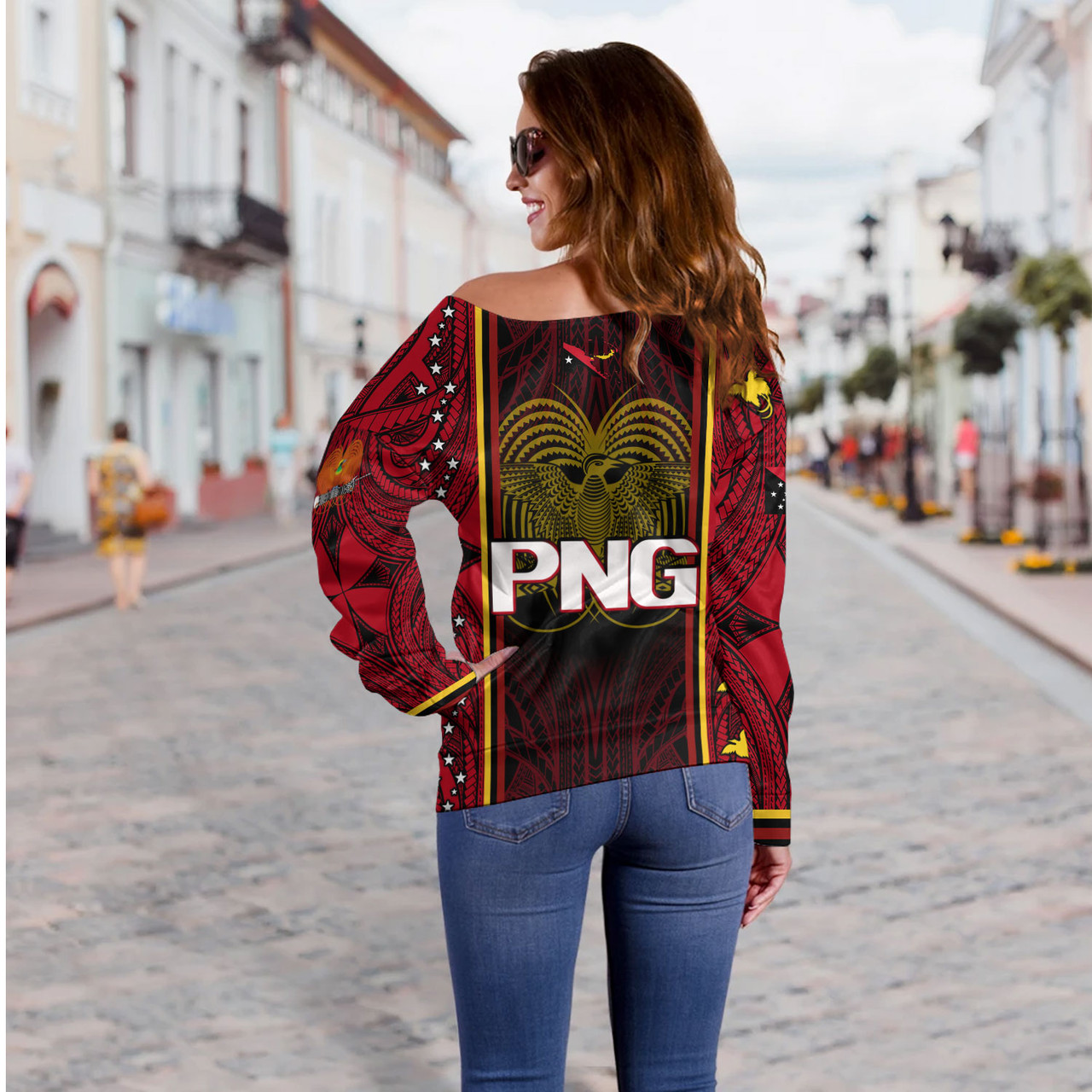 Papua New Guinea Custom Personalised Off Shoulder Sweatshirt  Seal And Map Tribal Traditional Patterns