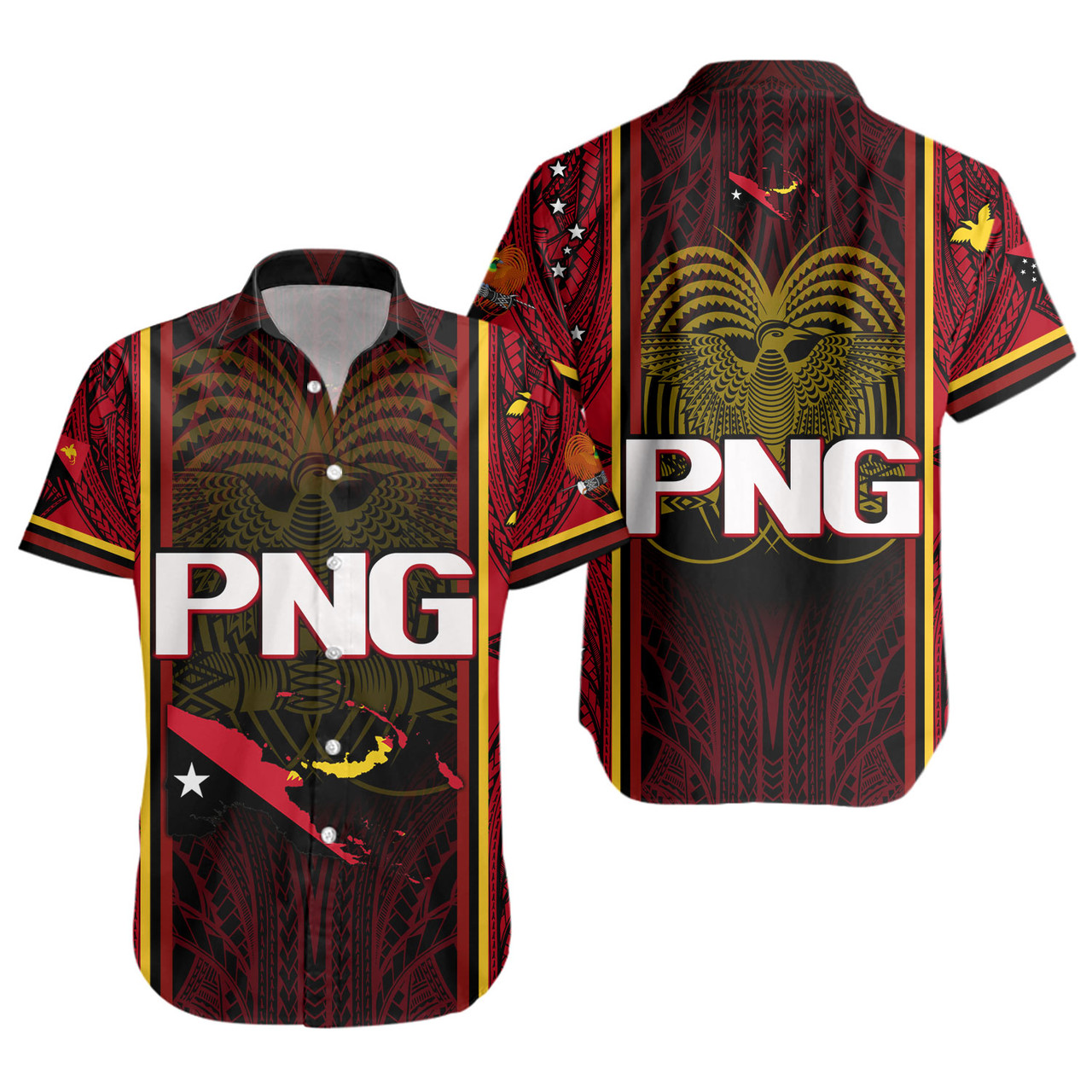 Papua New Guinea Custom Personalised Short Sleeve Shirt  Seal And Map Tribal Traditional Patterns