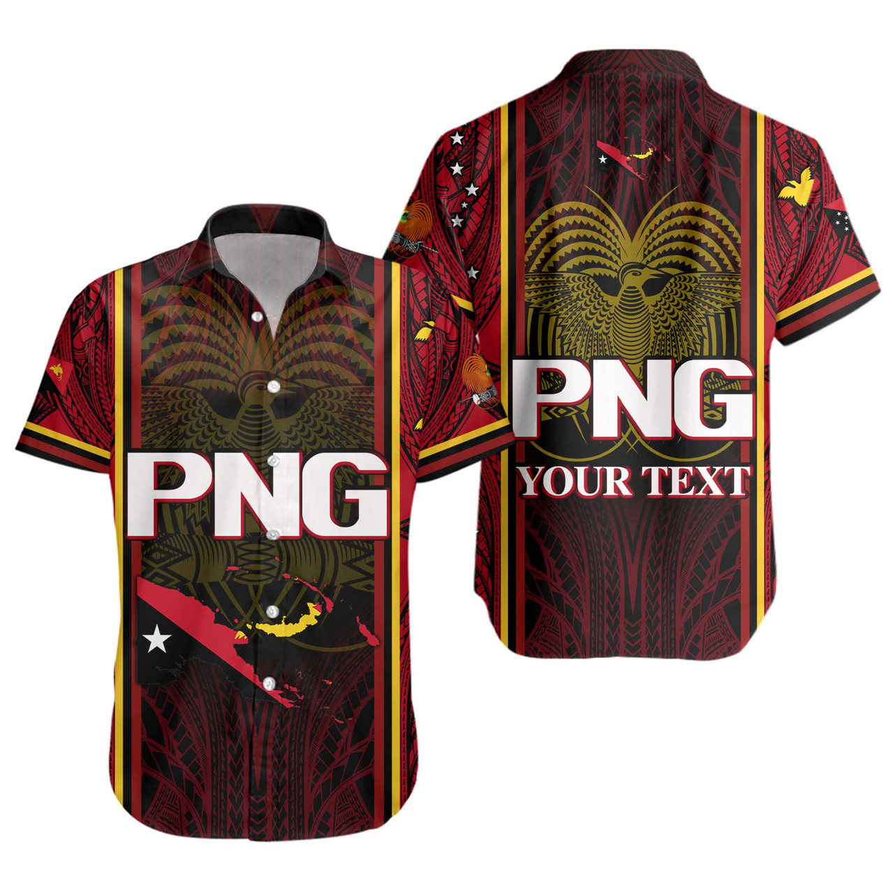 Papua New Guinea Custom Personalised Short Sleeve Shirt  Seal And Map Tribal Traditional Patterns