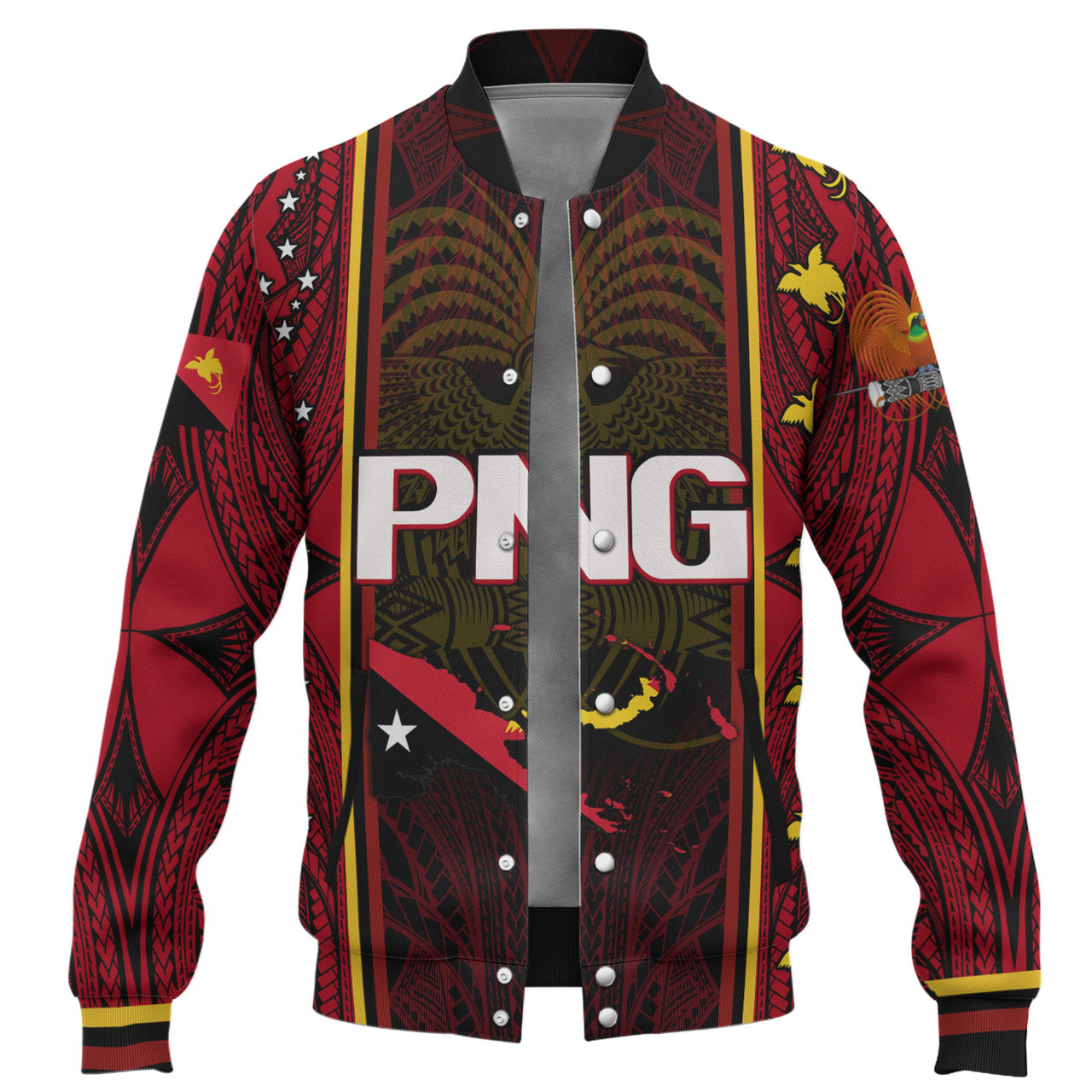 Papua New Guinea Custom Personalised Baseball Jacket  Seal And Map Tribal Traditional Patterns