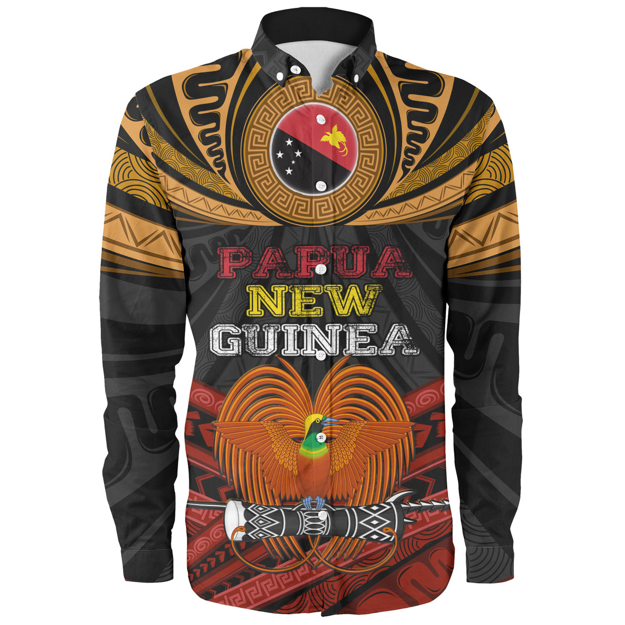 Papua New Guinea Custom Personalised Long Sleeve Shirt Papua New Guinea Fabric Pattern Design