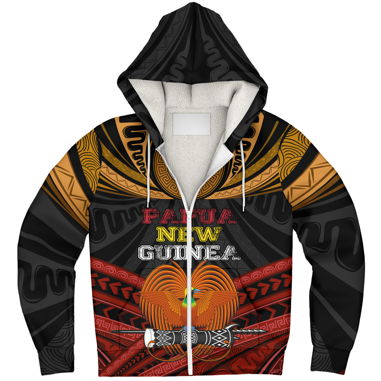 Papua New Guinea Custom Personalised Sherpa Hoodie Papua New Guinea Fabric Pattern Design