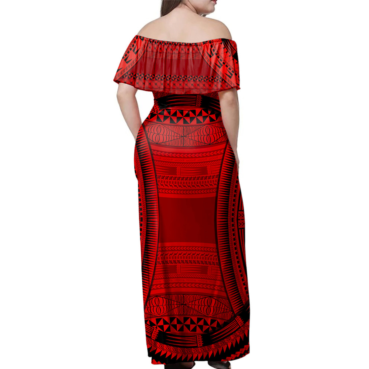 Tonga Woman Off Shoulder Long Dress Tonga Mix Polynesian