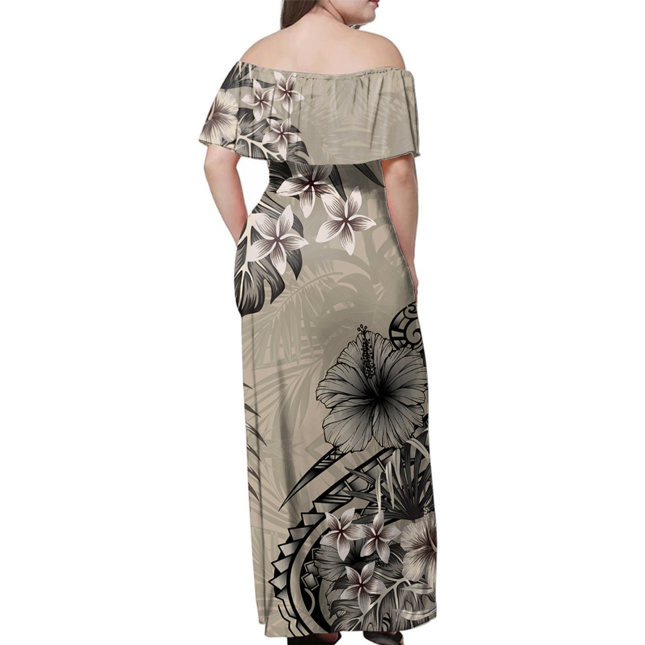 Hawaii Woman Off Shoulder Long Dress Tropical Fashion