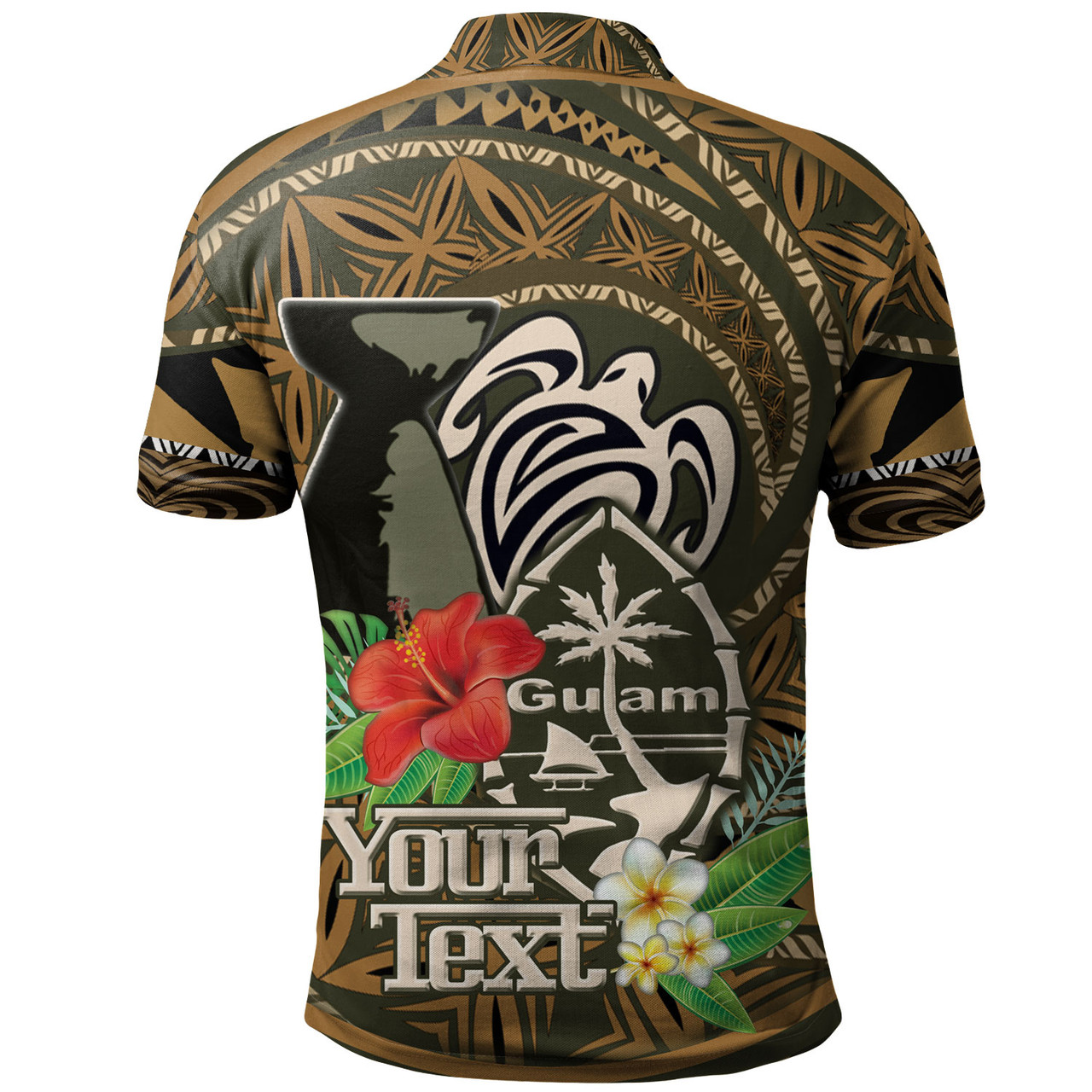 Guam Custom Personalised Polo Shirt Hafa Adai Seal Flower Tropical Retro Style