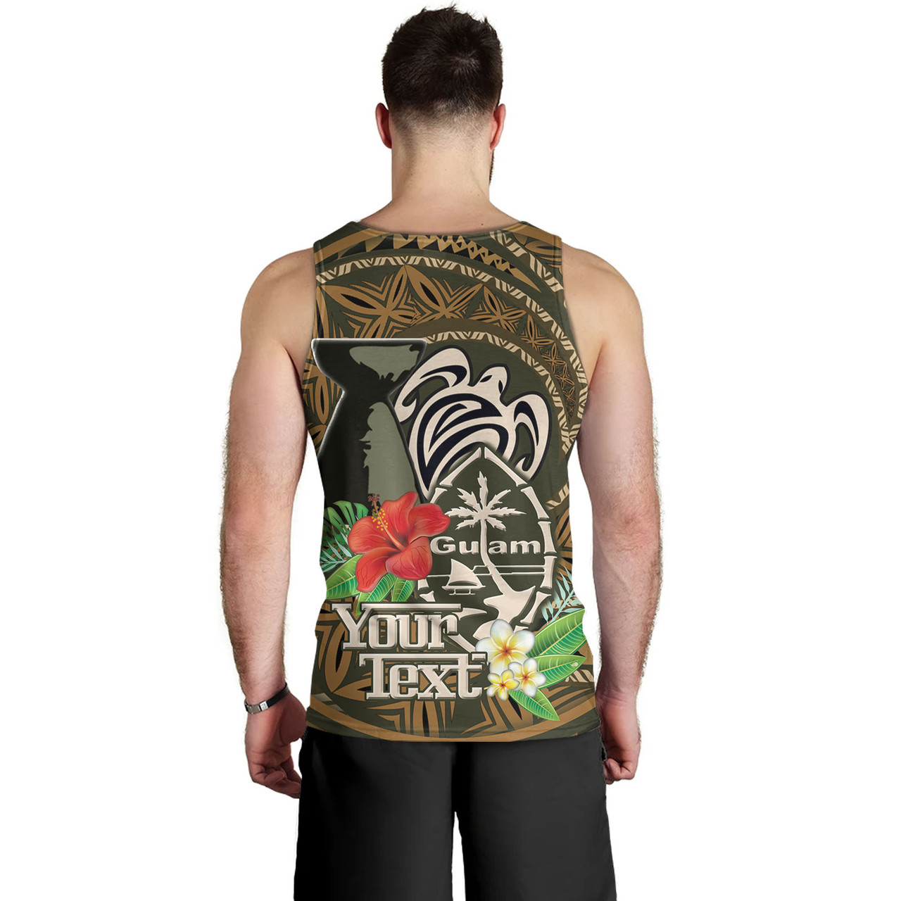 Guam Custom Personalised Tank Top Hafa Adai Seal Flower Tropical Retro Style