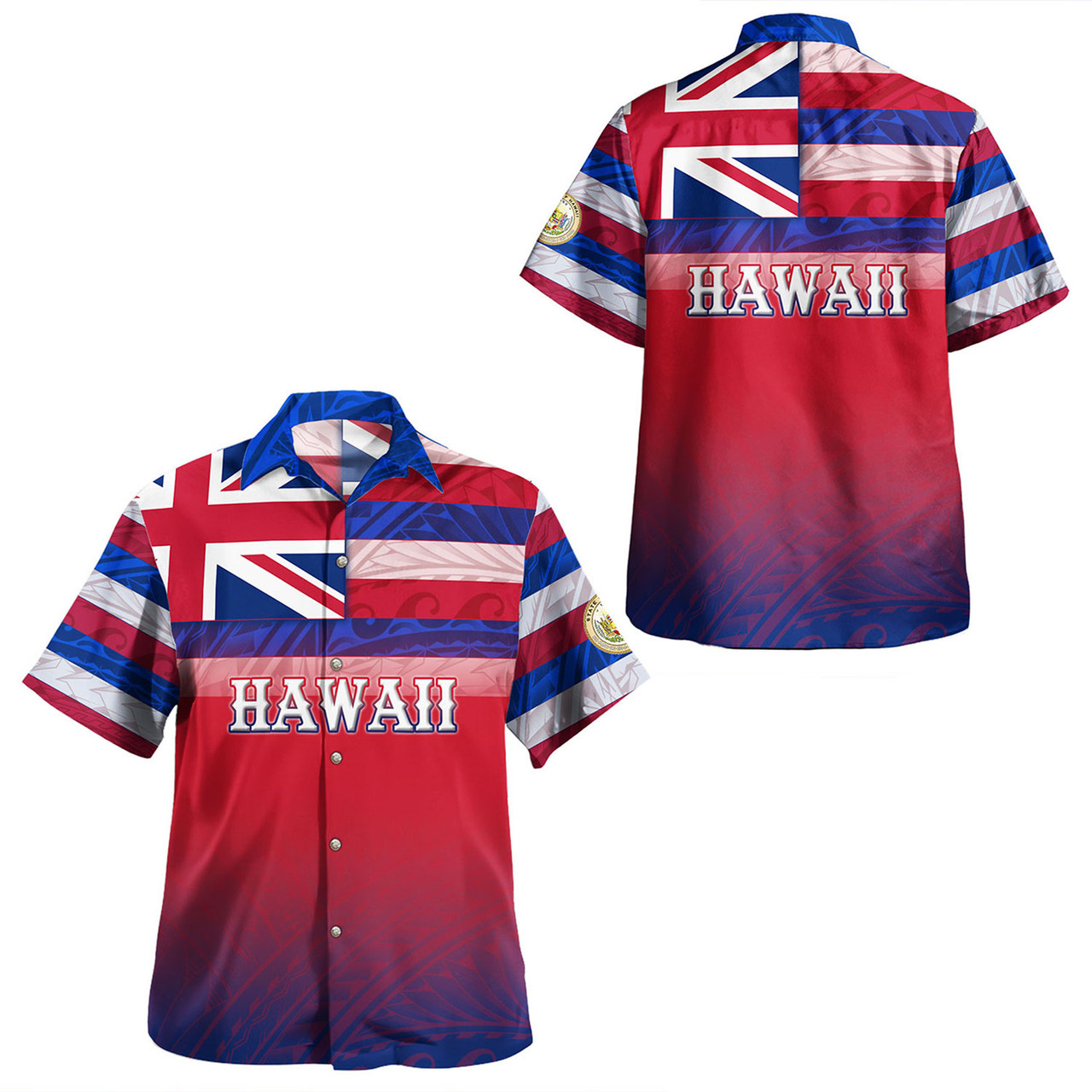 Hawaii Combo Dress And Shirt Flag Color With Traditional Patterns