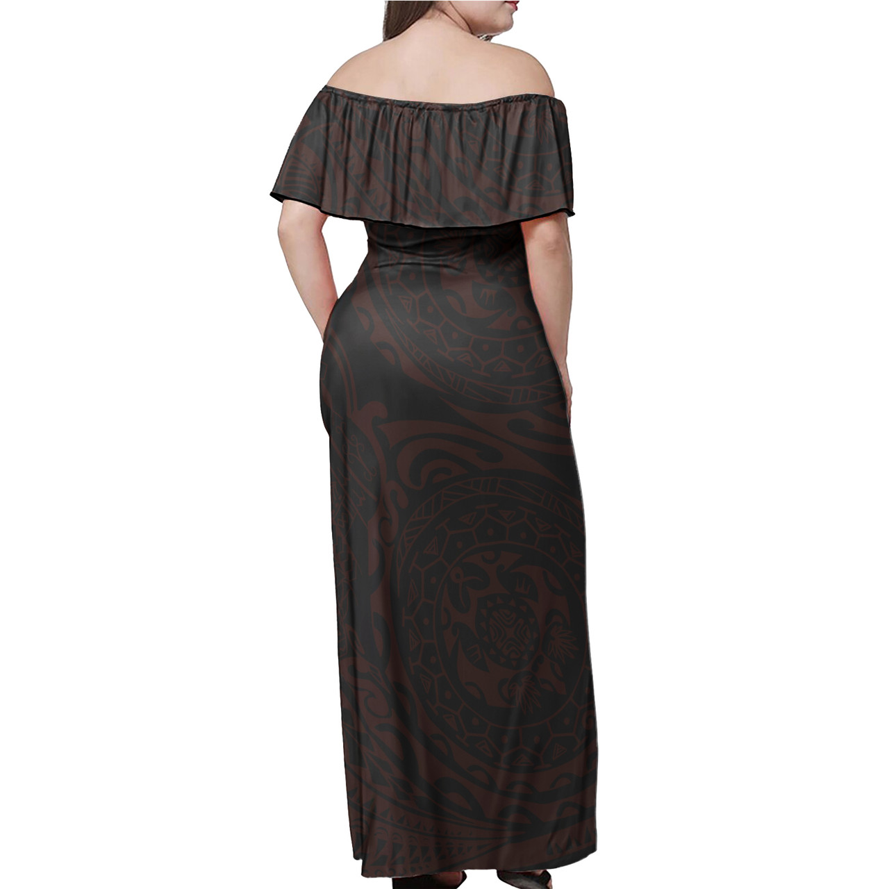 Polynesian Tattoo Style Women Off Shoulder Long Dress Version 2.0