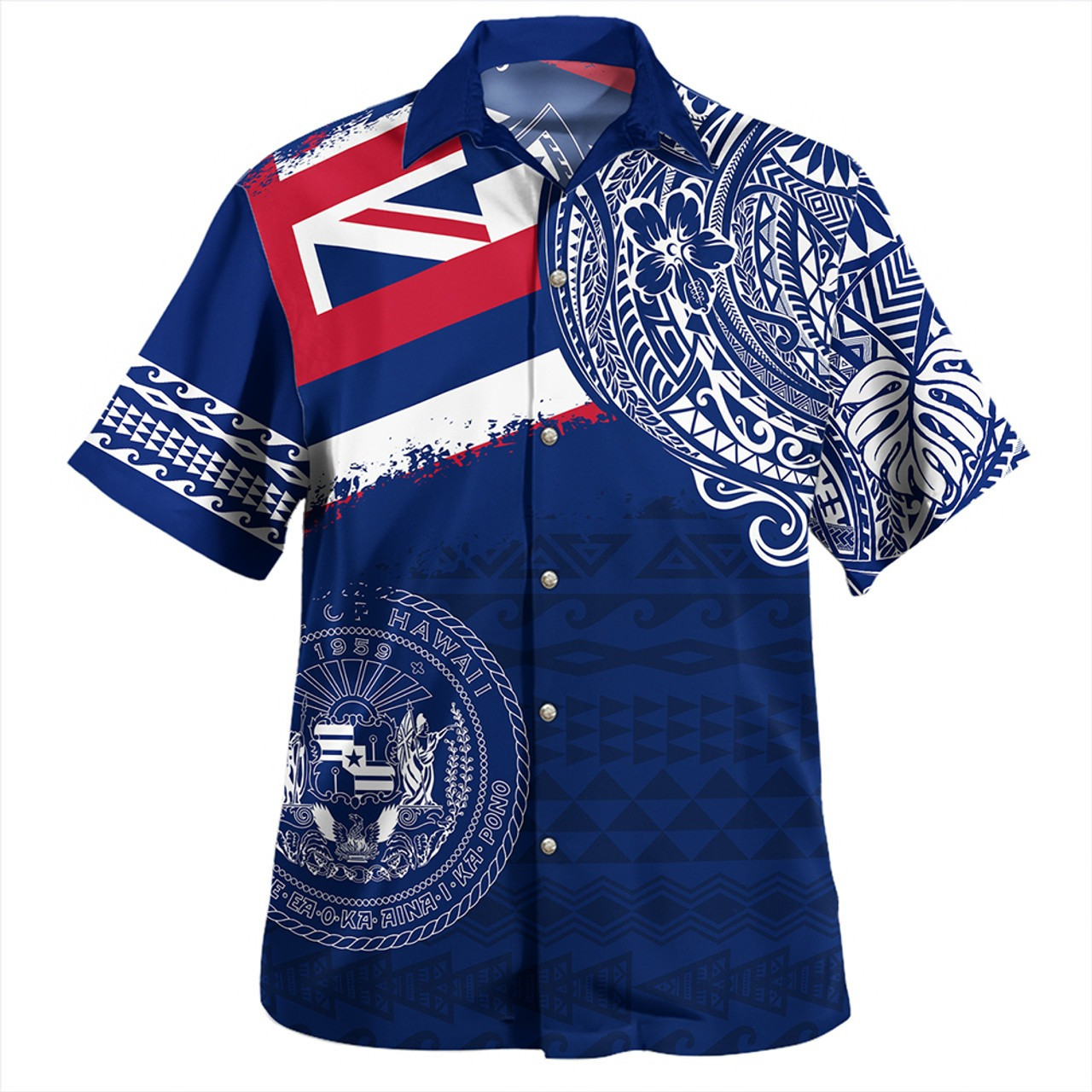 Hawaii Combo Dress And Shirt Polynesian Flag With Coat Of Arms