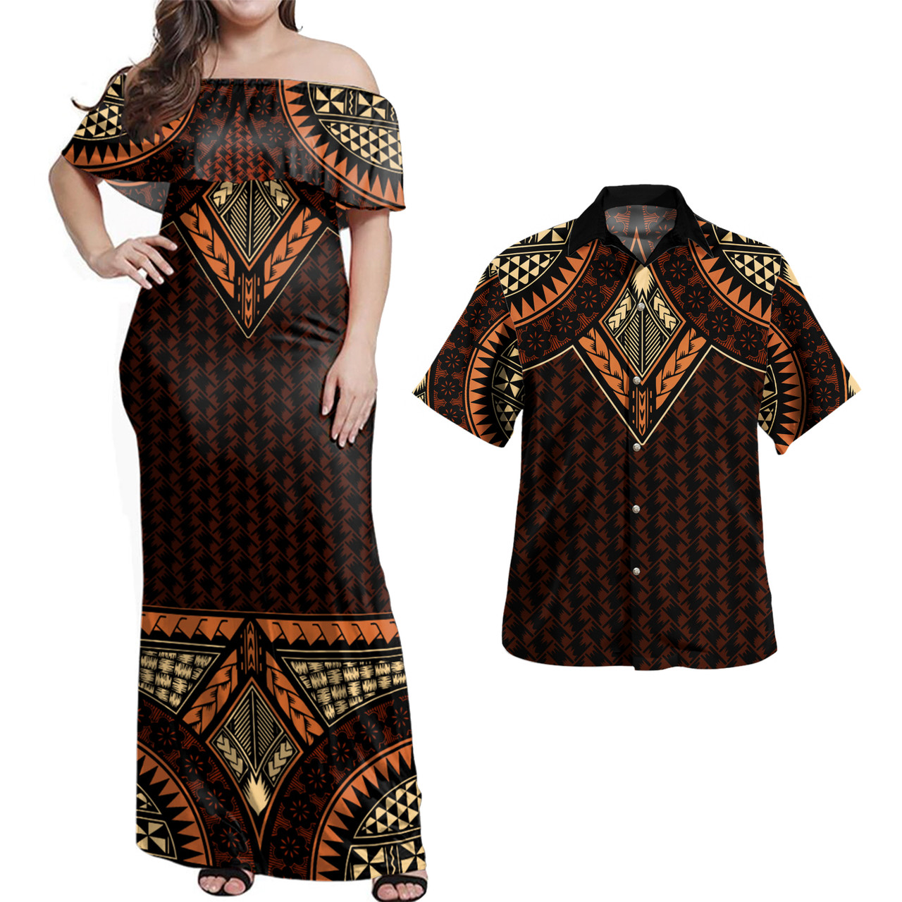 Samoa Combo Dress And Shirt Siapo Pacific Tribal Pattern