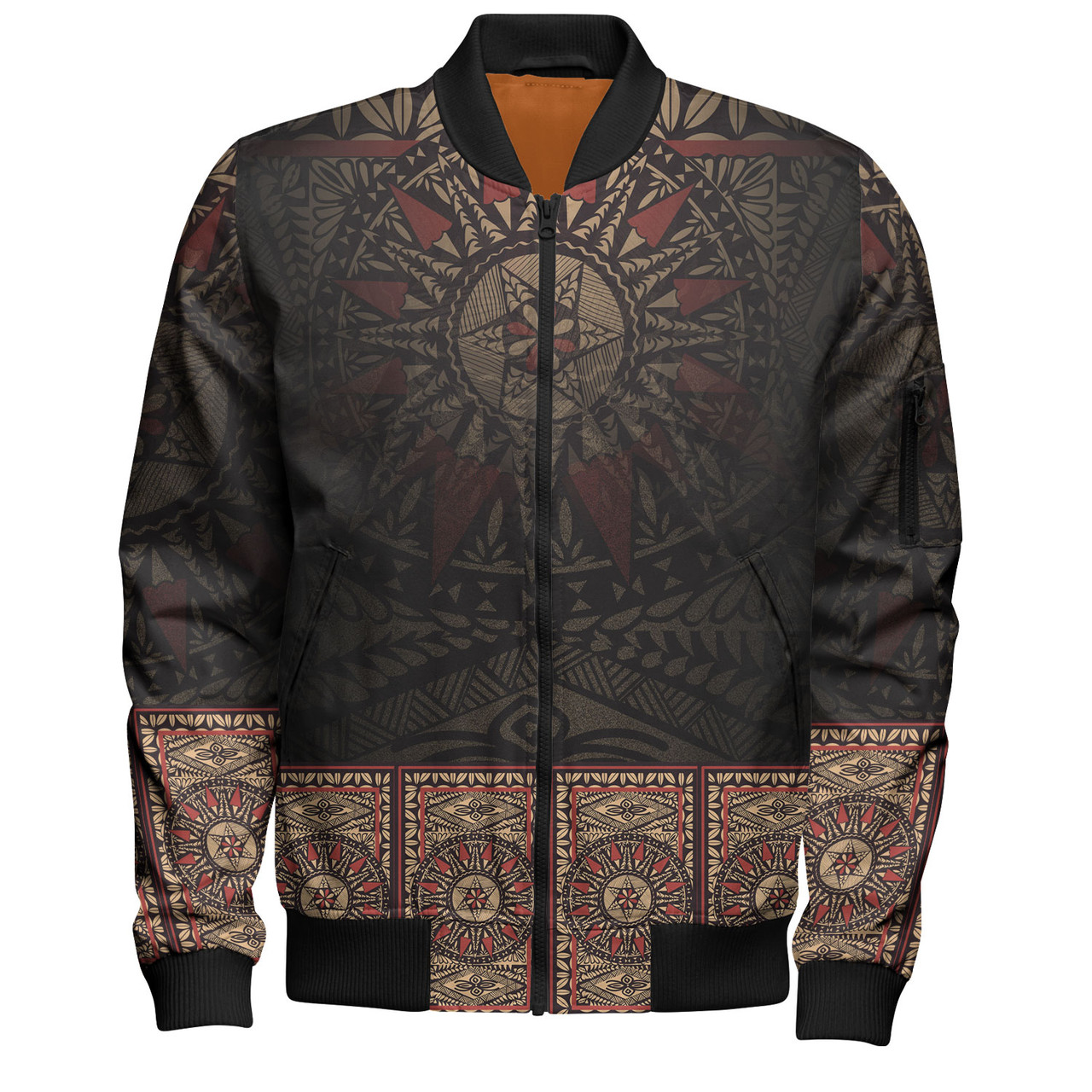 Fiji Bomber Jacket Fijian Masi Tapa Patterns