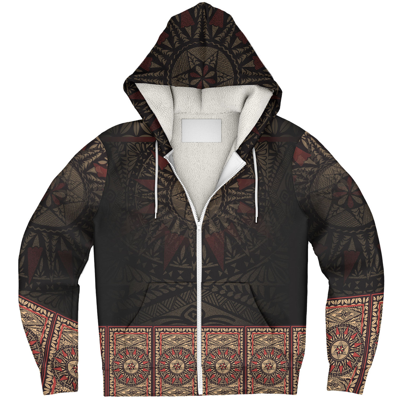 Fiji Sherpa Hoodie Fijian Masi Tapa Patterns