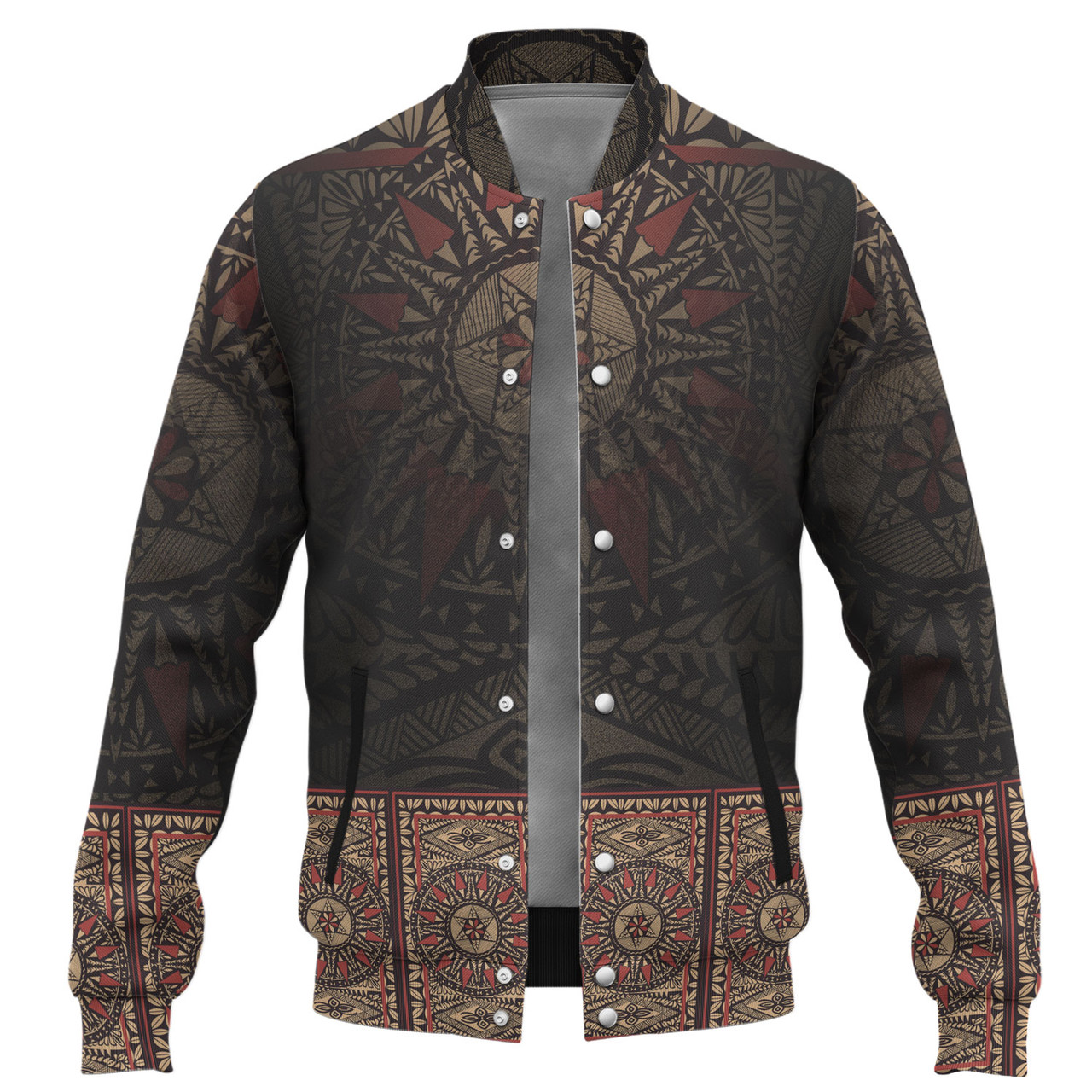 Fiji Baseball Jacket Fijian Masi Tapa Patterns