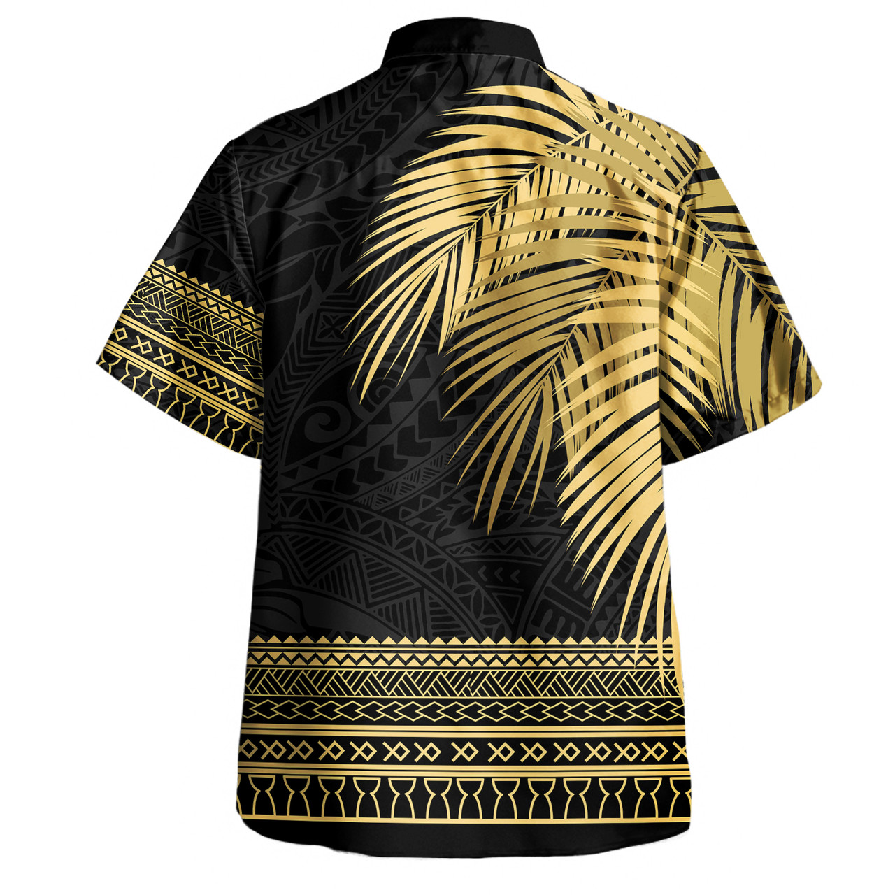 Guam Hawaiian Shirt Micronesian Fabric Leaves Golden