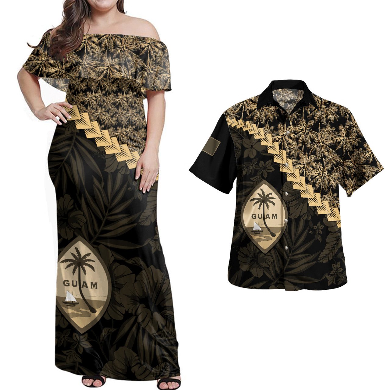 Guam Combo Dress And Shirt Golden Coconut