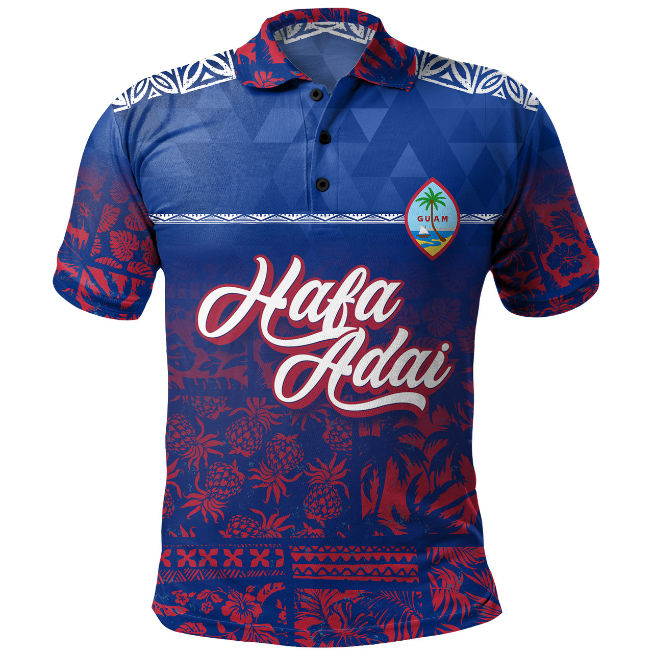 Guam Polo Shirt Guam Hafa Adai Tropical Pattern