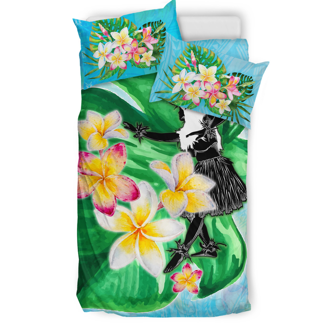 Hawaii Bedding Set Hula Girls With Tropical Flowers Polynesian Style