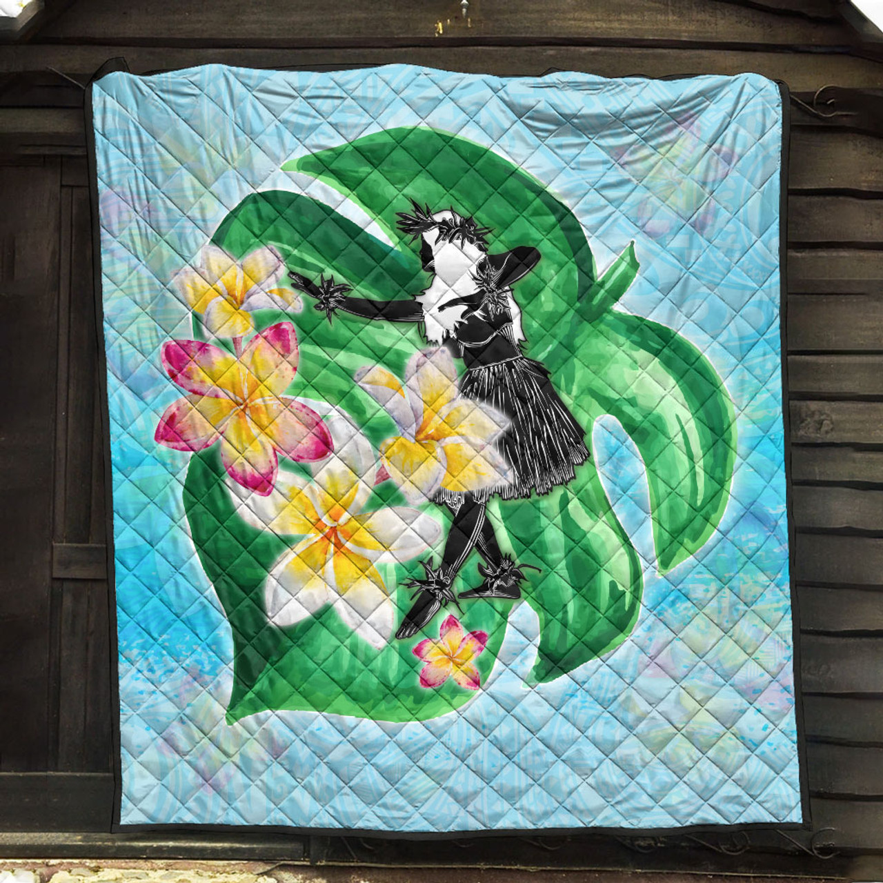 Hawaii Premium Quilt Hula Girls With Tropical Flowers Polynesian Style