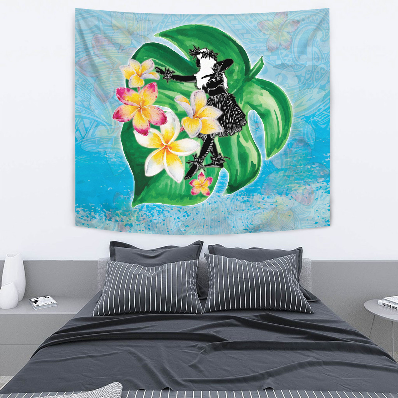 Hawaii Tapestry Hula Girls With Tropical Flowers Polynesian Style