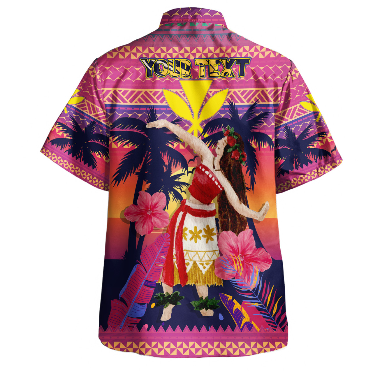 Hawaii Hawaiian Shirt Custom Aloha Hula Girl Dancing In Tropical Palm Trees At Sunset Kakau Style