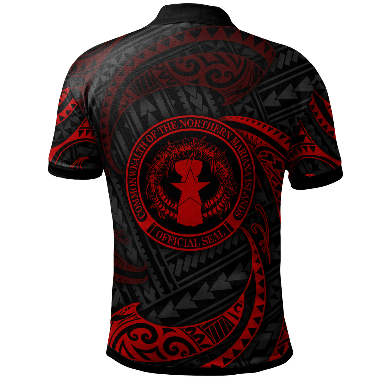 CUSTOM Pangelinan MI Polynesian Polo Shirt - Red Tribal Wave