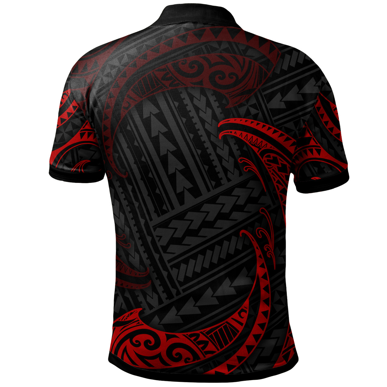CUSTOM Nkosi Polynesian Polo Shirt - Red Tribal Wave