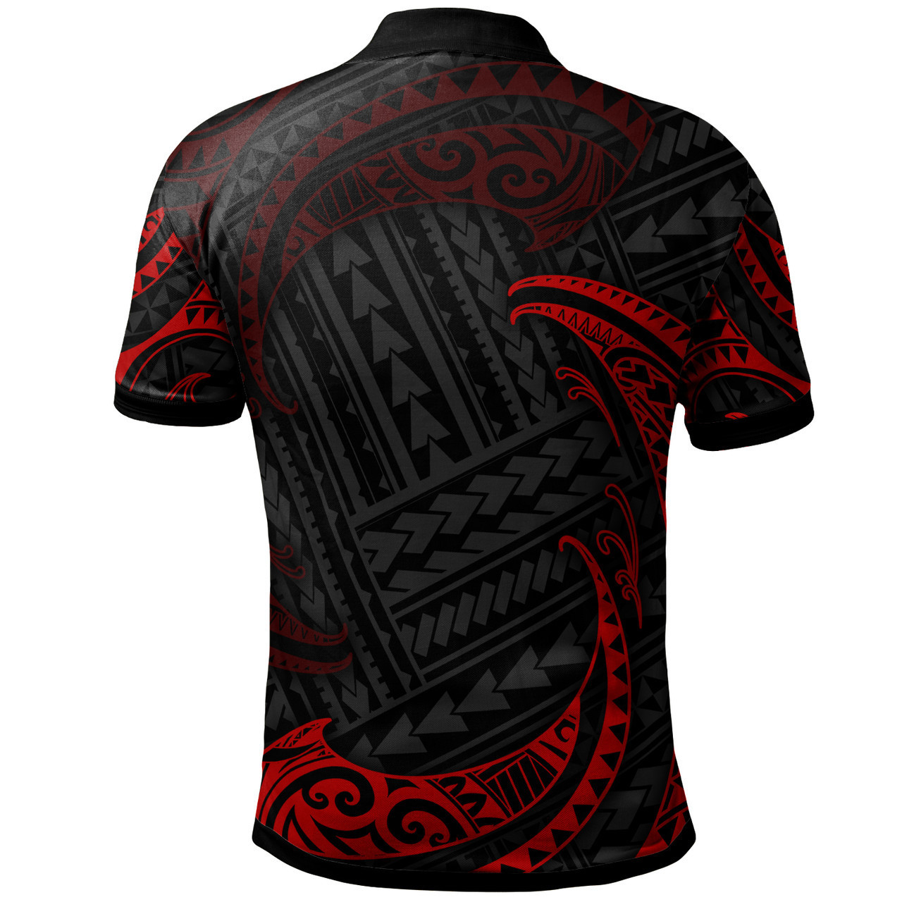 CUSTOM Baquedano Polynesian Polo Shirt - Red Tribal Wave