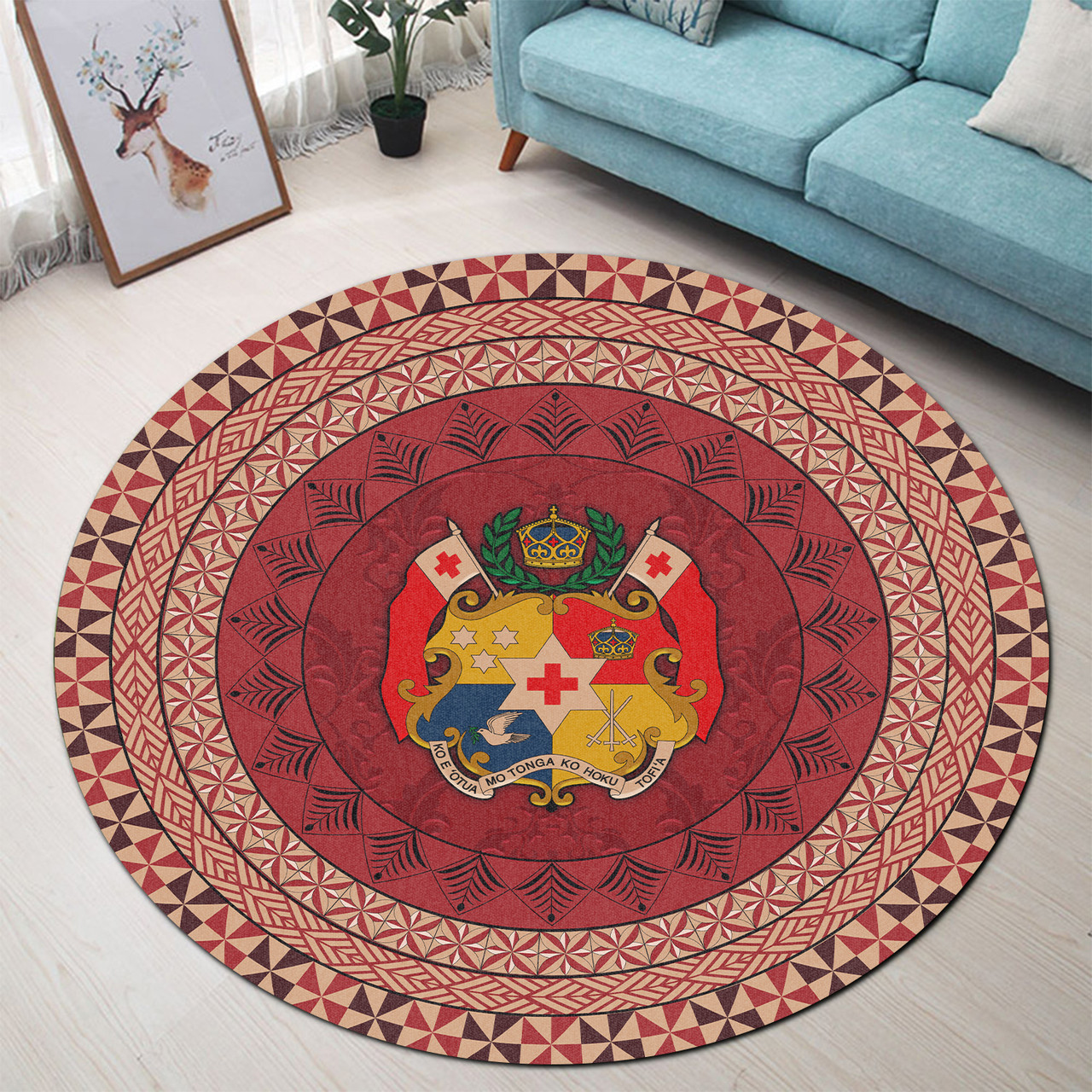 Tonga Round Rugs Ngatu Pattern